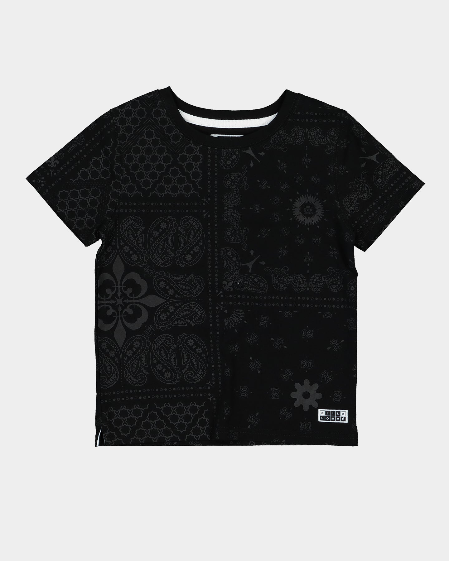 Lil Homme Kids' Bandana Ultra Short Sleeve Set Black/Charcoal、mySite、zt4zffjzw