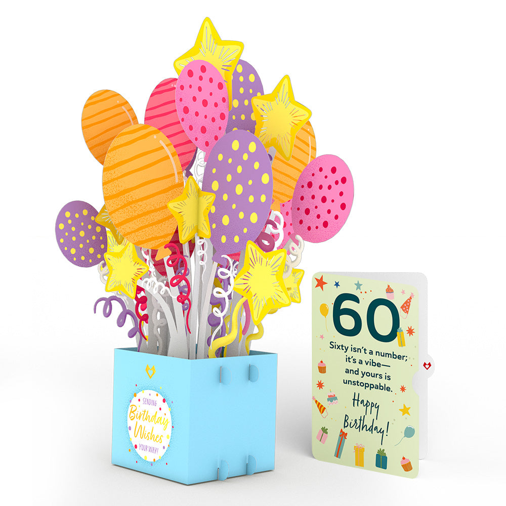 60th Birthday Balloons Giant Pop-Up Gift and Sentiment Set、mySite、solidvoid