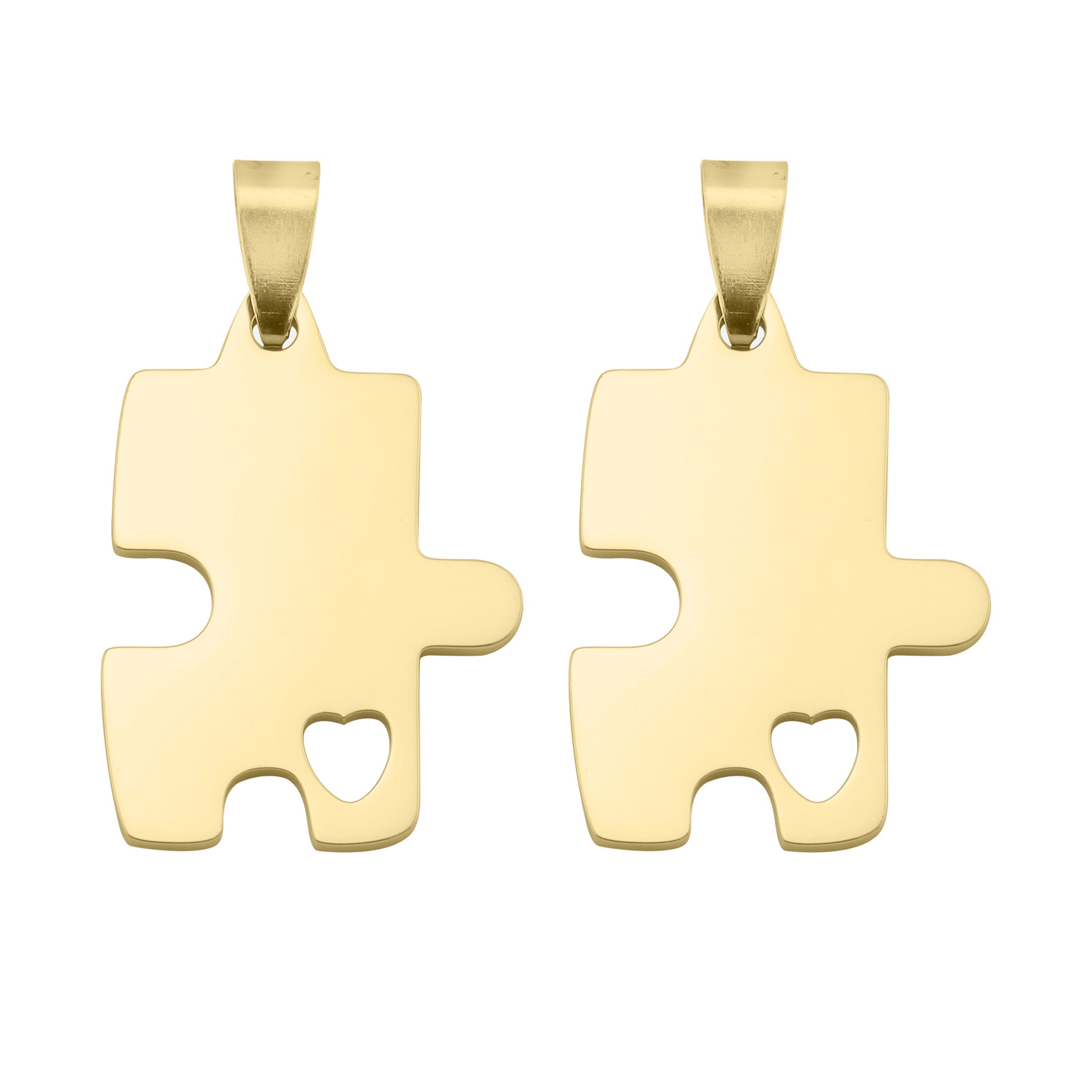 18K Gold PVD Stainless Steel Engravable 2 Piece Break Apart Puzzle Pendants / PDC283、mySite、dreamappss