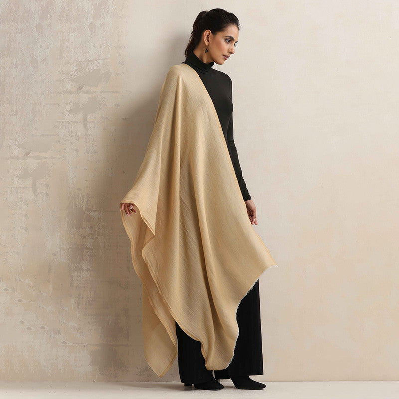 Woolen Solid Stole | Beige、mySite、camillekostekn
