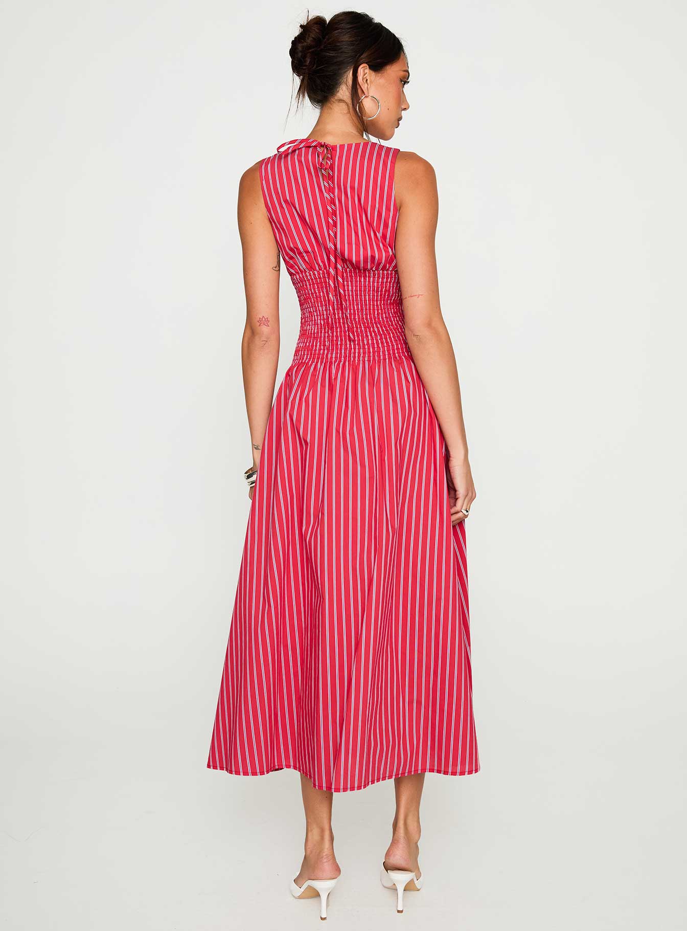 Lilienne Cotton Poplin Maxi Dress Red Stripe、mySite、solidvoid