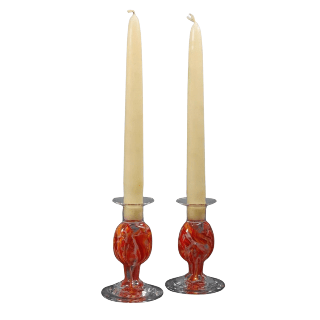 Smash Glass Short Shabbat Candlesticks by Rosetree Glass Studio、mySite、topwebapps