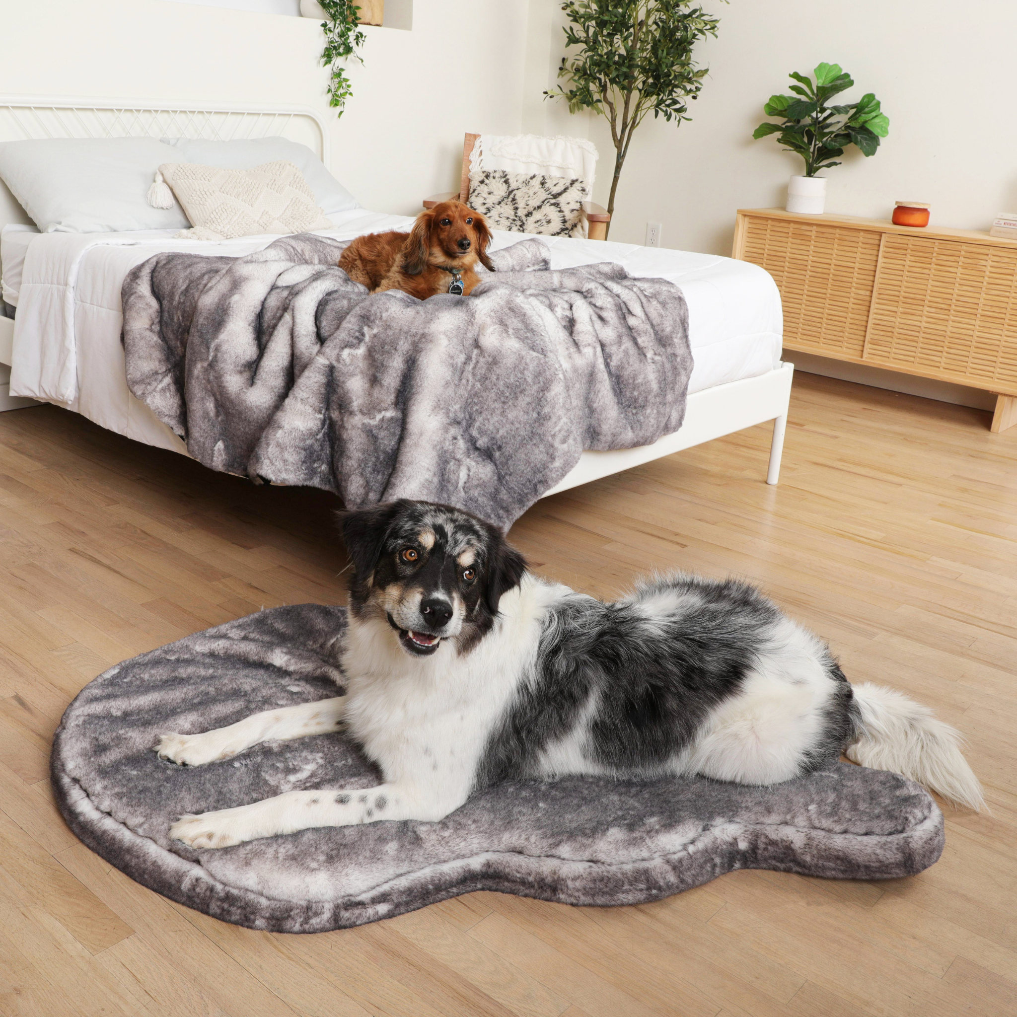 PupRug™ Luxe Orthopedic Bed + Matching Waterproof Blanket Bundle - Ultra Soft Chinchilla、mySite、solidvoid