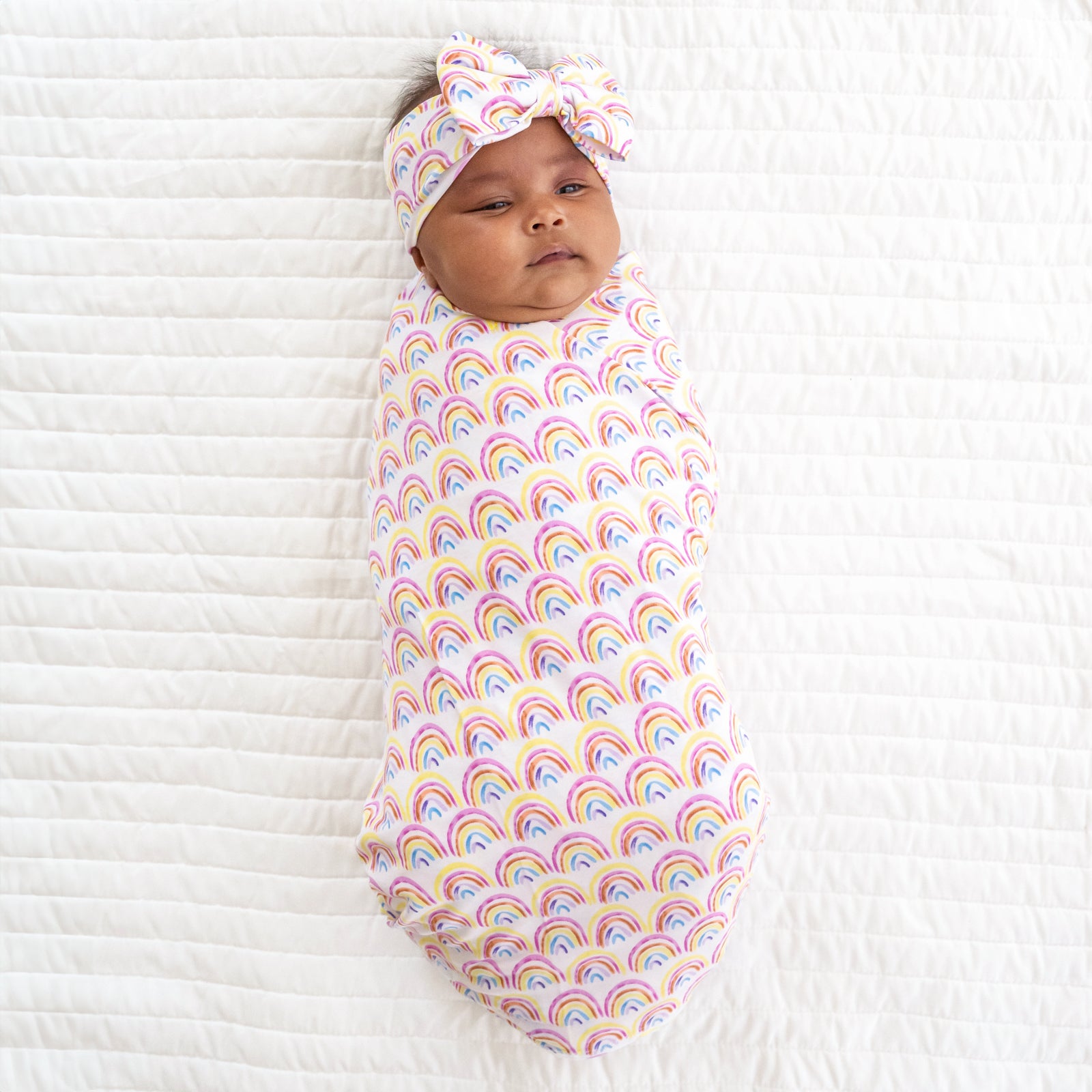  Pastel Rainbows Swaddle & Luxe Bow Headband Set、mySite、layawaytickets