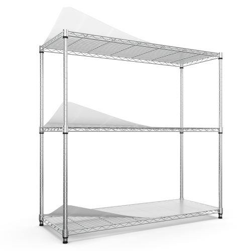 3 Tier Wire Shelving Unit, 1050 LBS NSF Height Adjustable Metal Garage Storage Shelves, Heavy Duty Storage Wire Rack Metal Shelves - Black、、casual