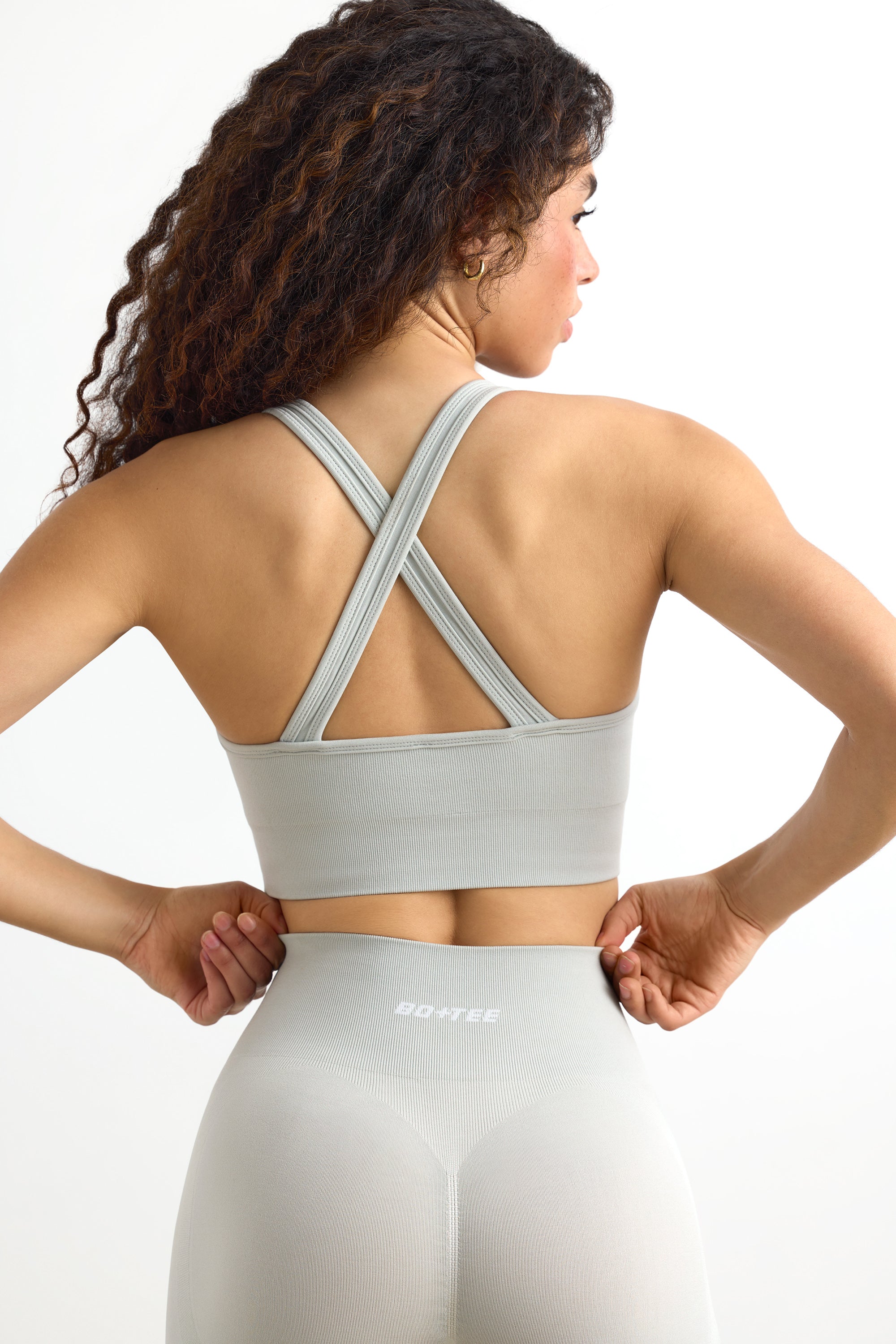 Define Luxe Cross-Back Sports Bra in Fog、mySite、solidvoid