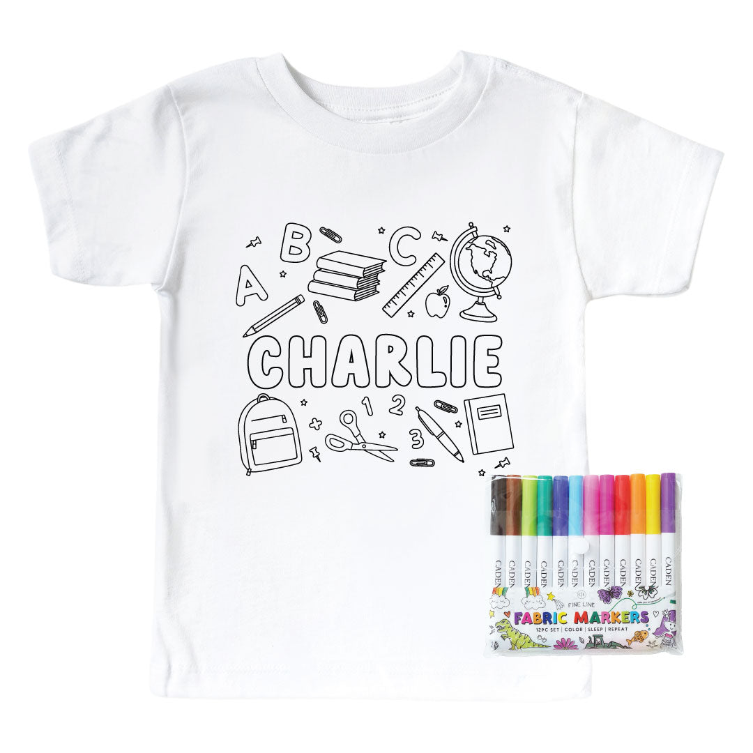  School Days Colorable Personalized Kids Graphic Tee | White、mySite、layawaytickets