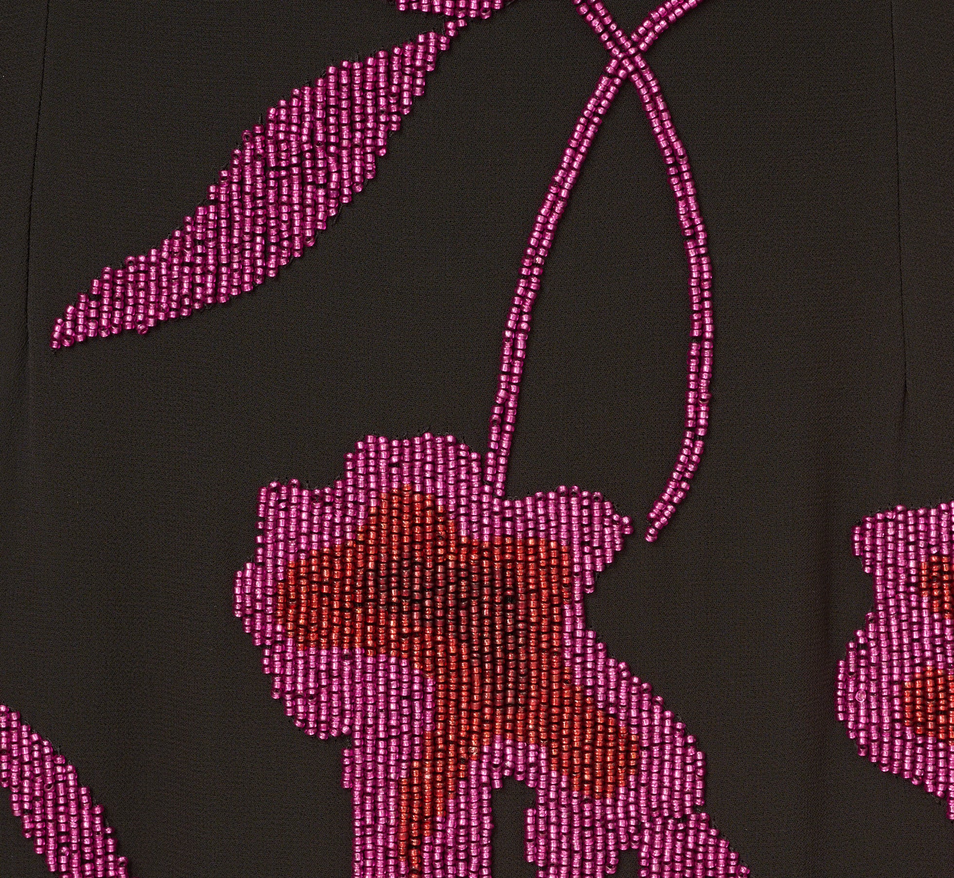 Beaded Floral Halter Column Gown With Mock Neck In Black Multi、mySite、solidvoid