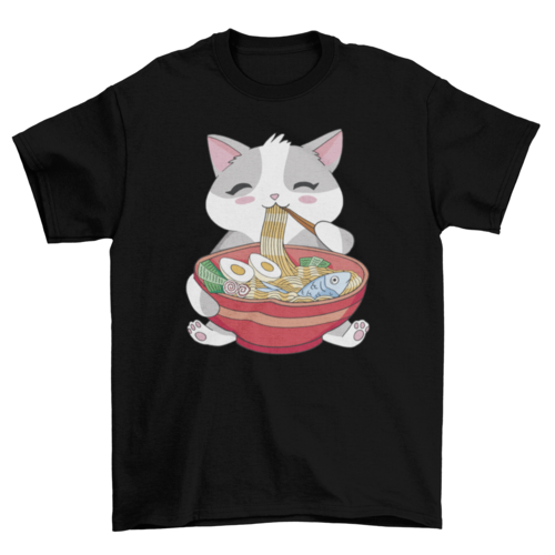 Cat Eating Ramen T-Shirt、mySite、camillekostekn