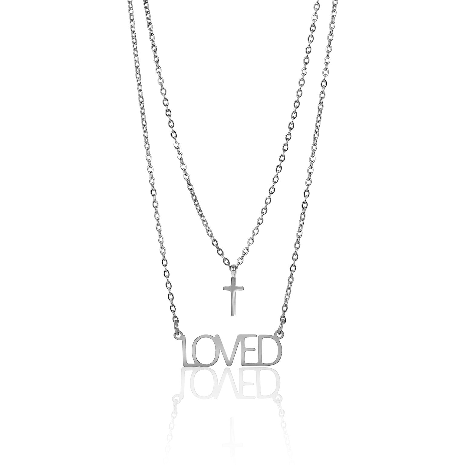 18K Gold PVD Stainless Steel Loved Layered Cross Charm Necklace / SBB0324、mySite、dreamappss