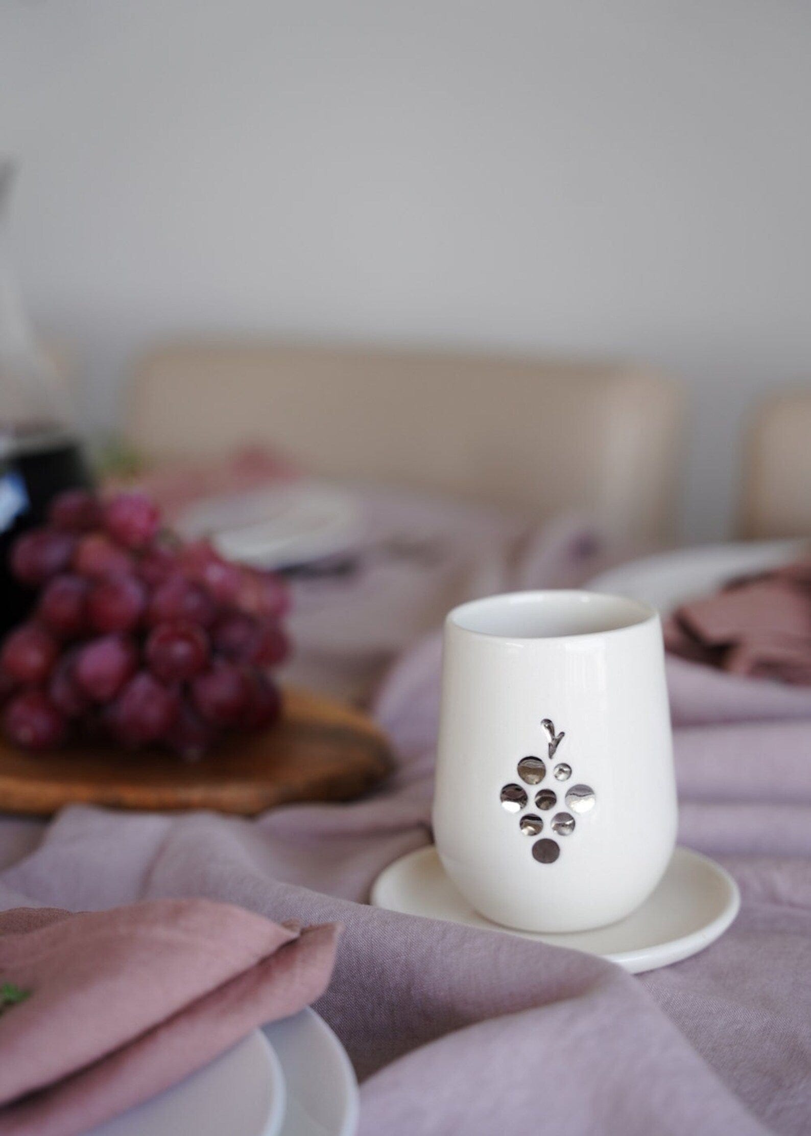 Fruit of the Vine Kiddush Cup by Yahalomis - Silver、mySite、topwebapps