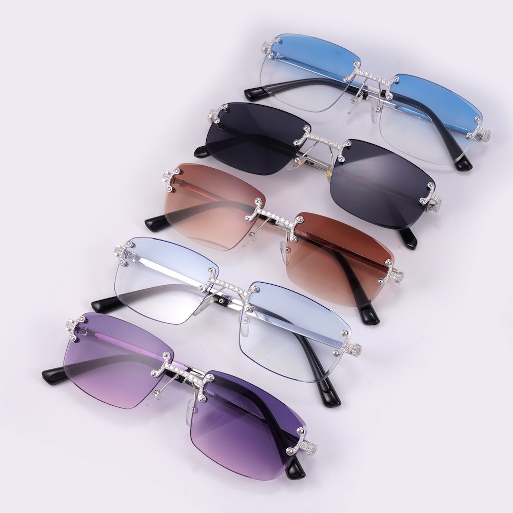 Moissanite Rimless Square Sunglasses 14K Gold、mySite、hinf8tx79
