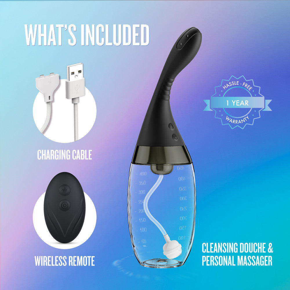 Anal Adventures by Blush® | Aqua Jet 11.25 Inch Vibrating Anal Douche Cleaner - Silicone Enema For Men & Women – In Black、mySite、bottomscart