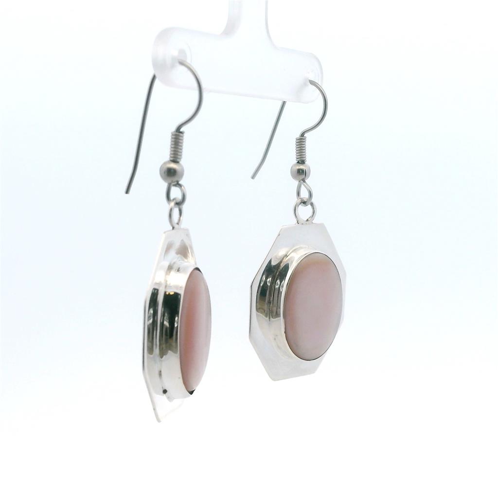 Estate Sterling Silver Oval Mother of Pearl Drop Earrings、mySite、botmansion