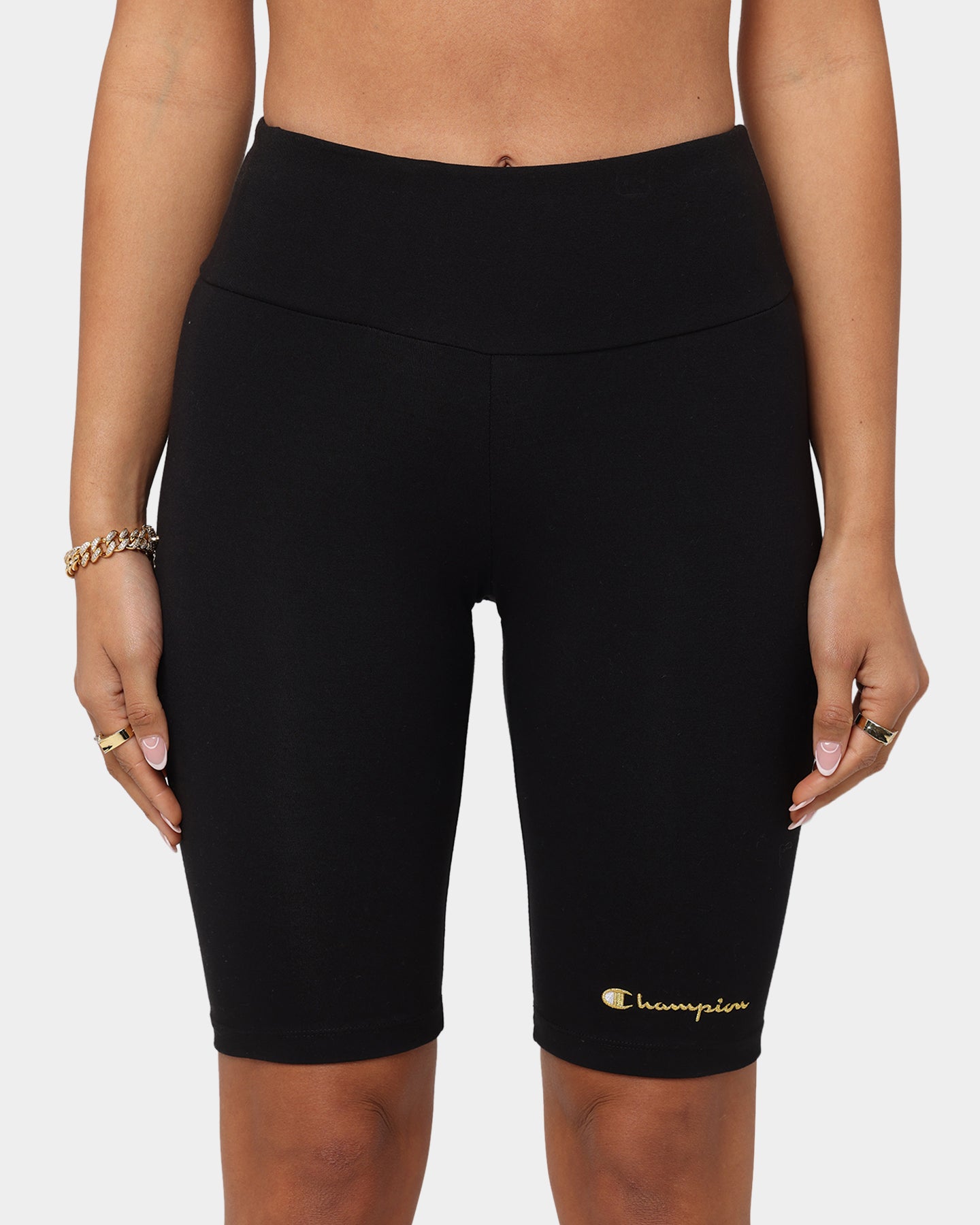 Champion Women's High Rise Bike Short Black/Gold、mySite、zt4zffjzw