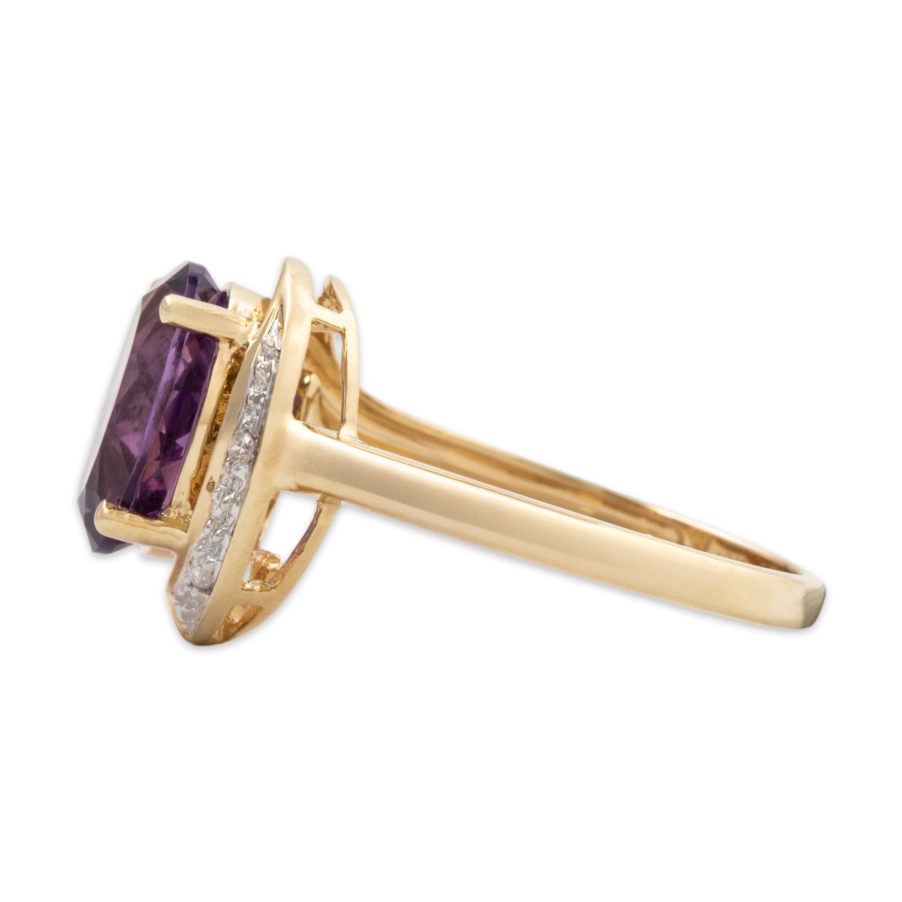 Vintage 10k Yellow Gold 2.4ct Amethyst Diamond Oval Ring 6.50、mySite、hinf8tx79