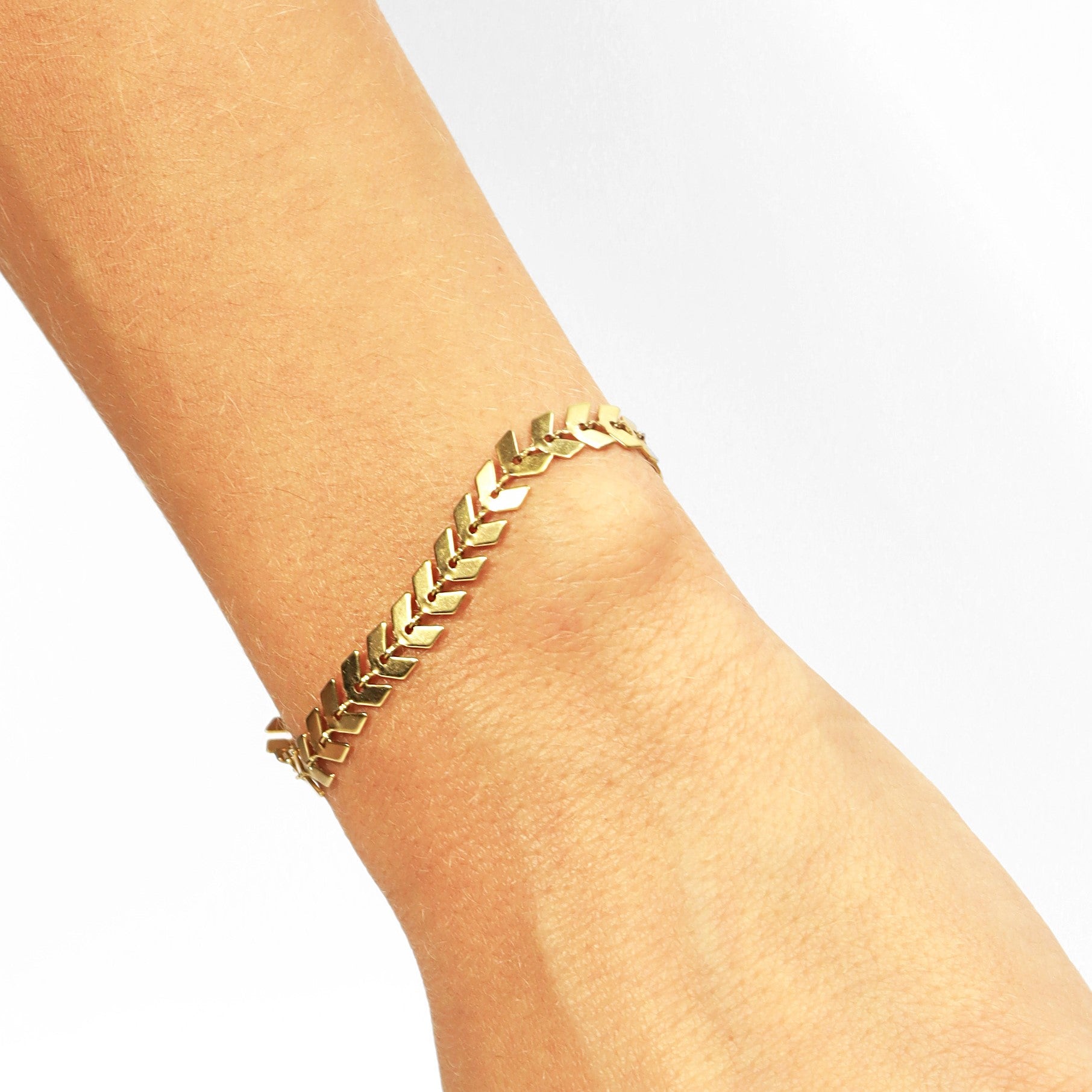 18K Gold PVD Stainless Steel Chevron Bracelet or Anklet / BRJ9099、mySite、dreamappss