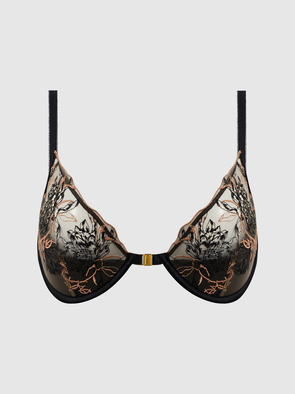 Delfina Embroidered Push Up Half Cup Bra With Front Clasp、mySite、bengalsvssteelers