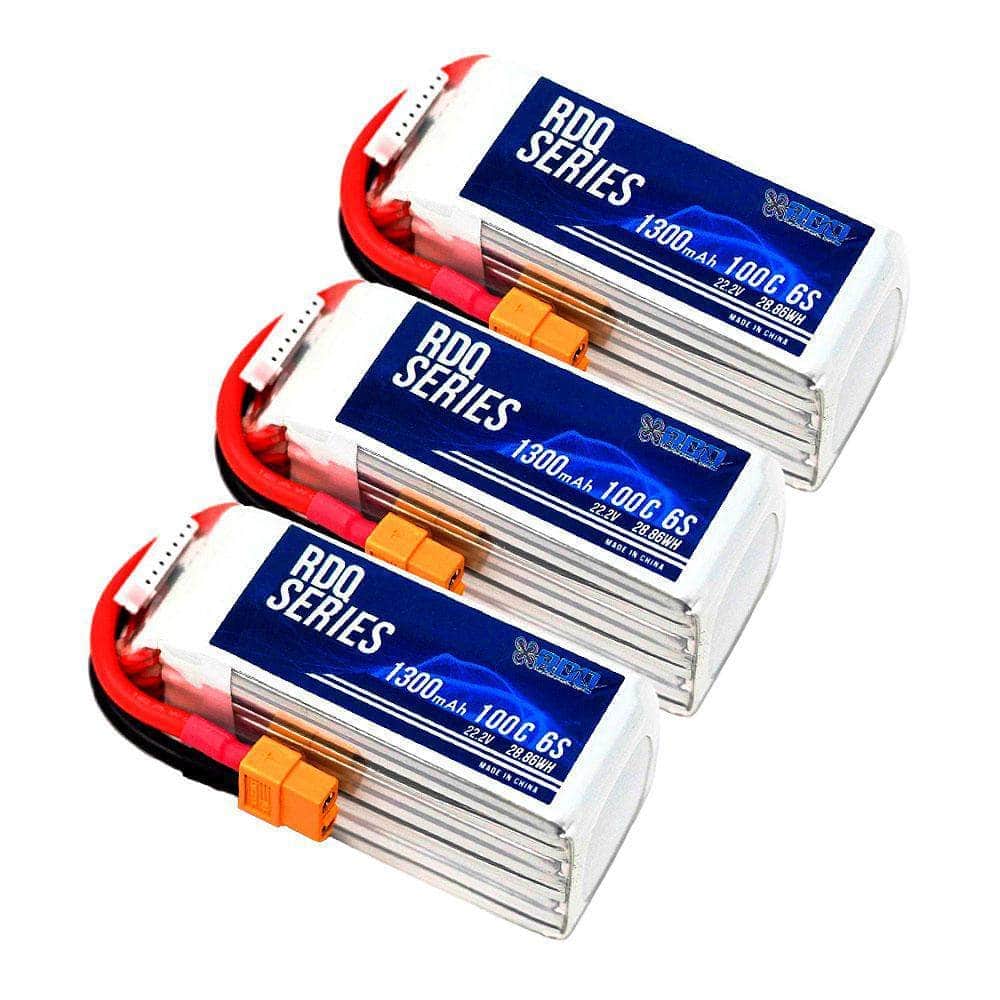  3 PACK of RDQ Series 22.2V 6S 1300mAh 100C LiPo Battery - XT60、mySite、merchandisen