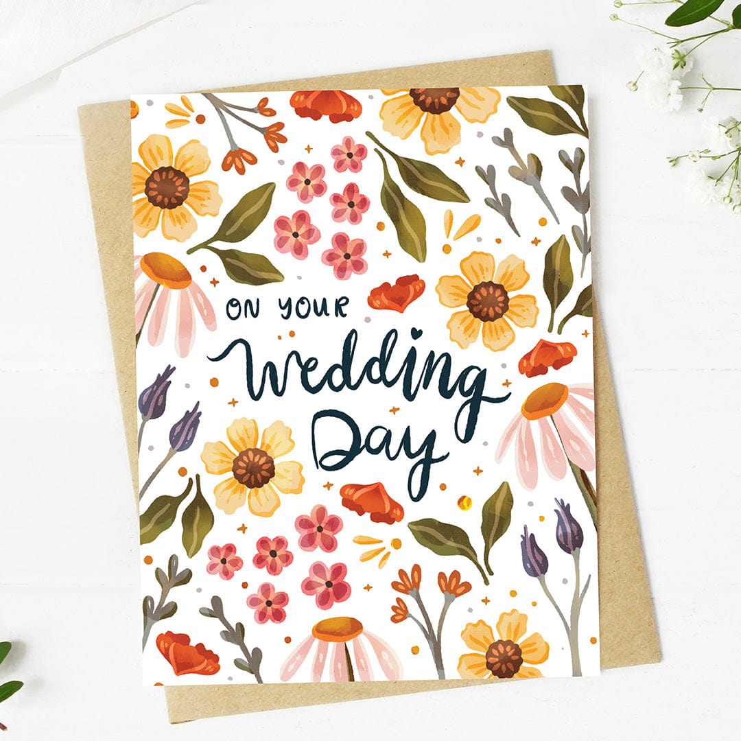  On your wedding day Yellow Red Floral Pattern Card、mySite、elrpsem3k