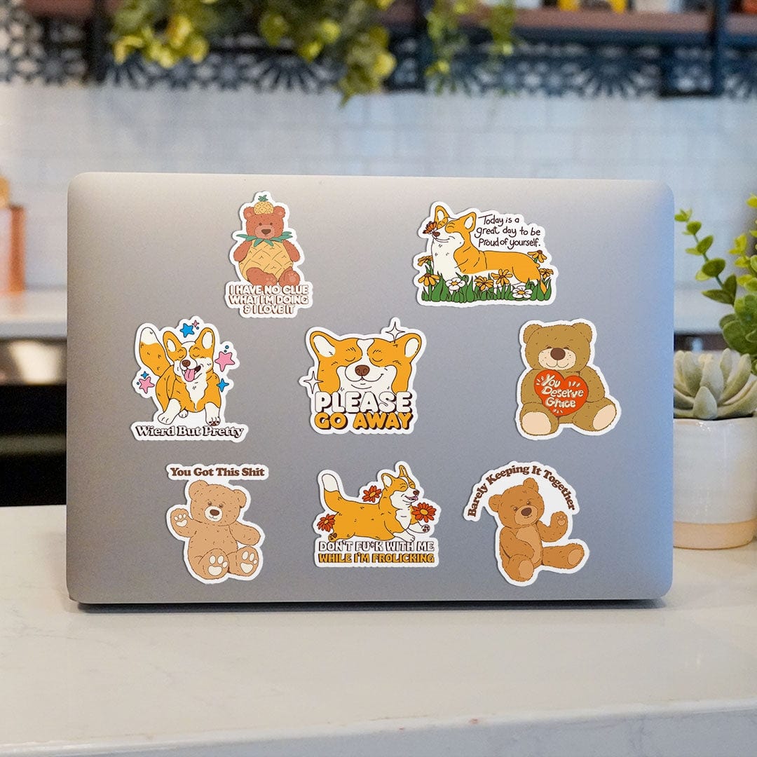  Corgi and Bear Sticker 8 Pack、mySite、elrpsem3k