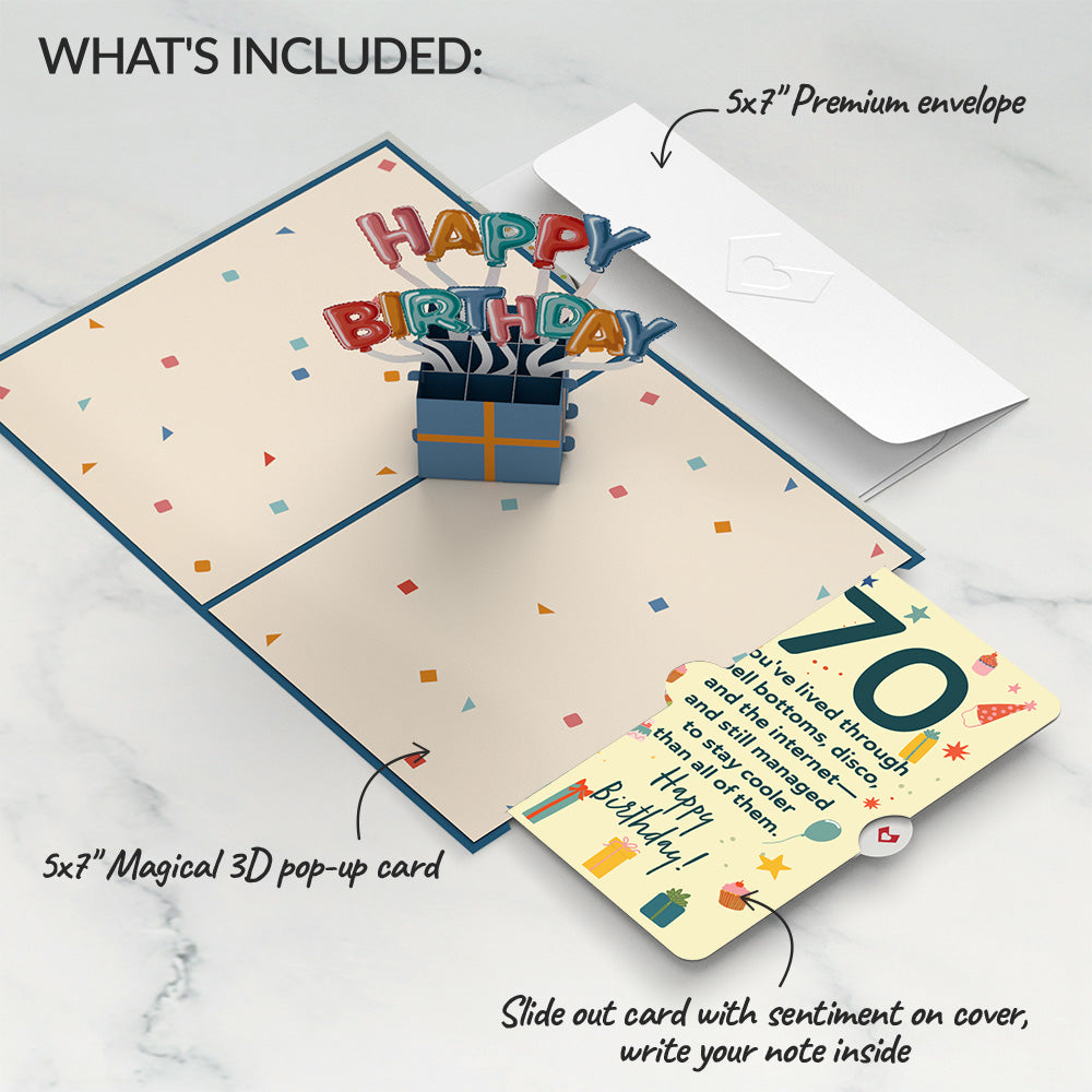 Happy 70th Birthday Burst Pop-Up Card and Sentiment Set、mySite、solidvoid