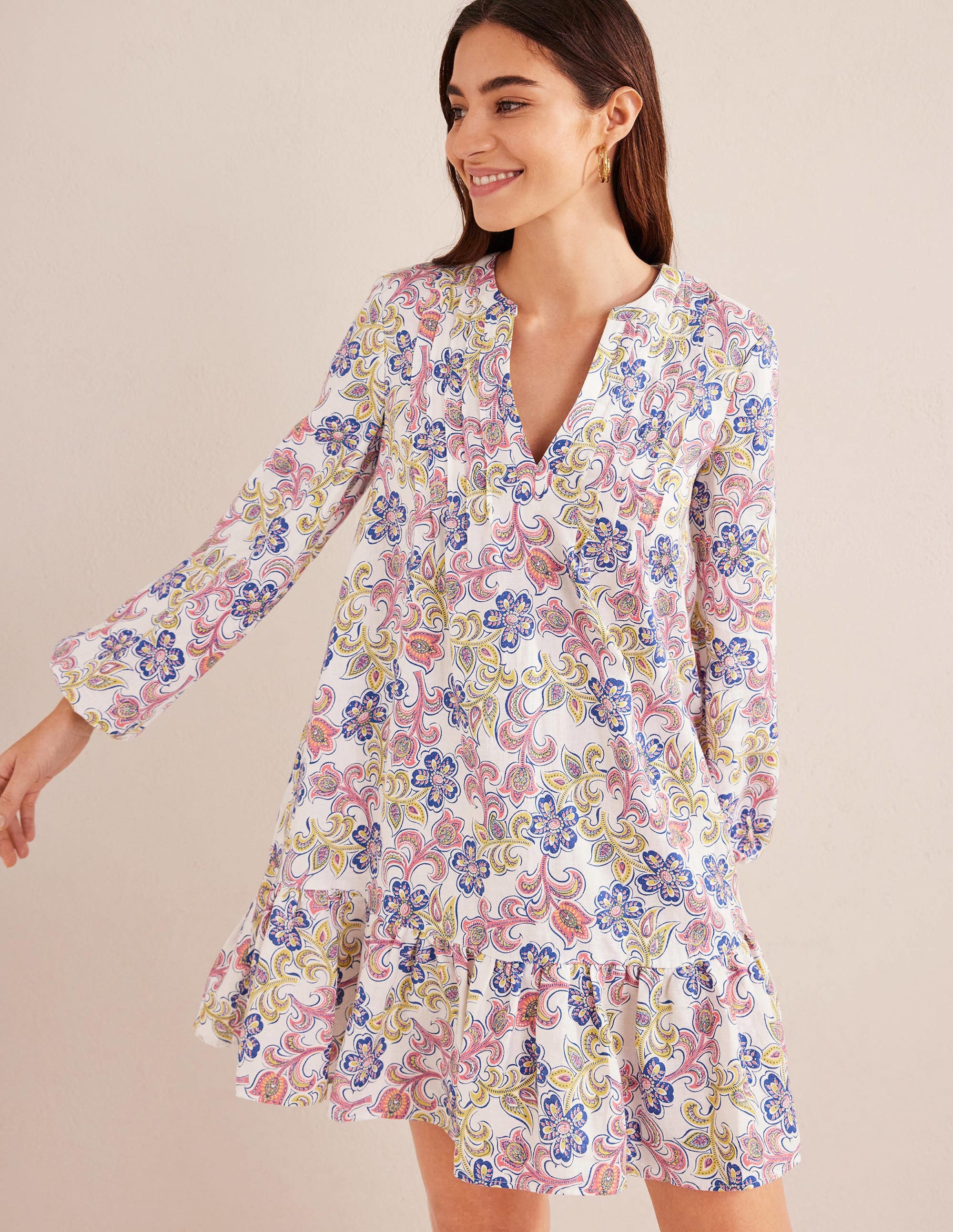  Tiered Linen Mini Dress-Ivory, Botanic Tavern、mySite、ashleygrahame