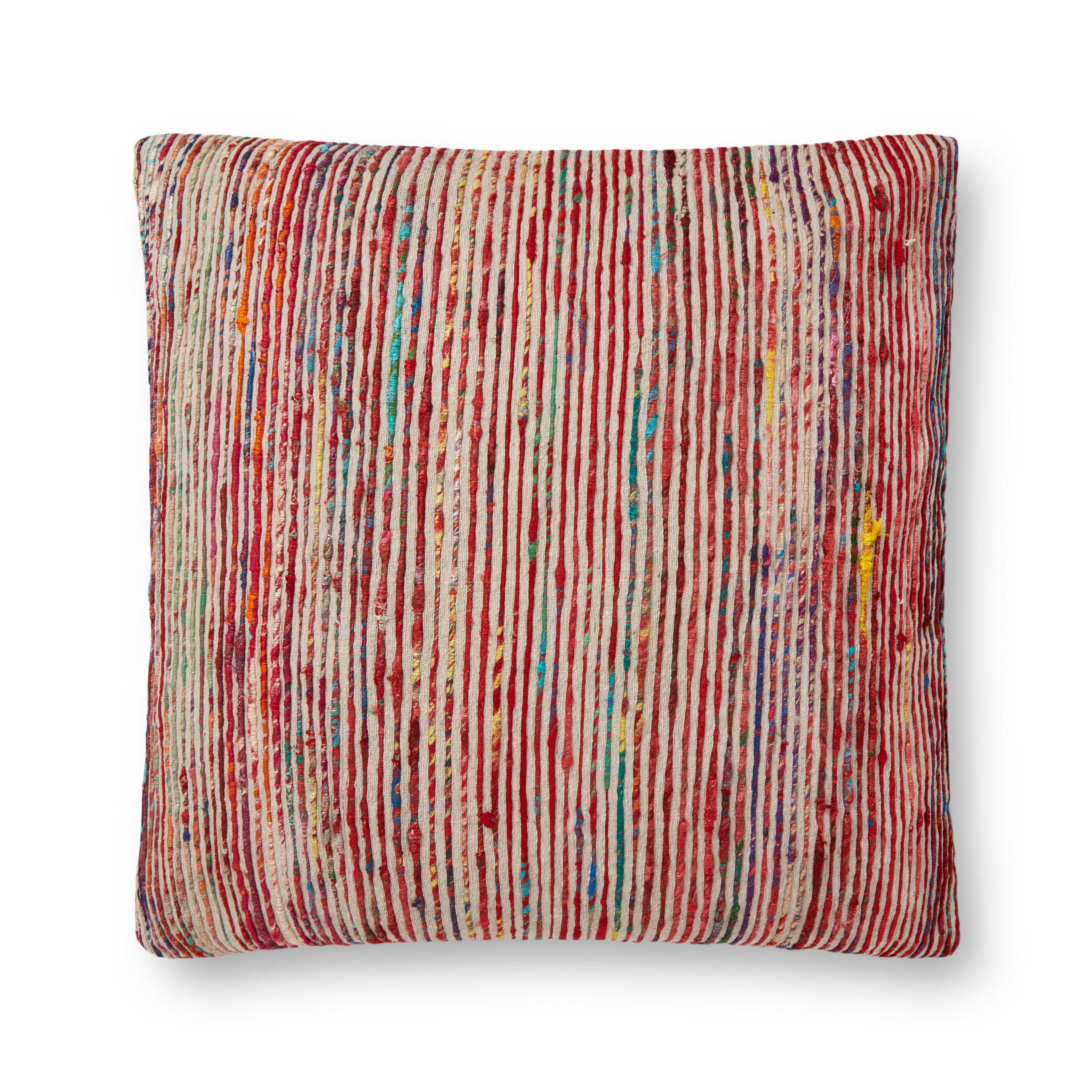 Red Multi Cotton Recycled Sari Silk Pillow、mySite、gigharbornorthrealestate