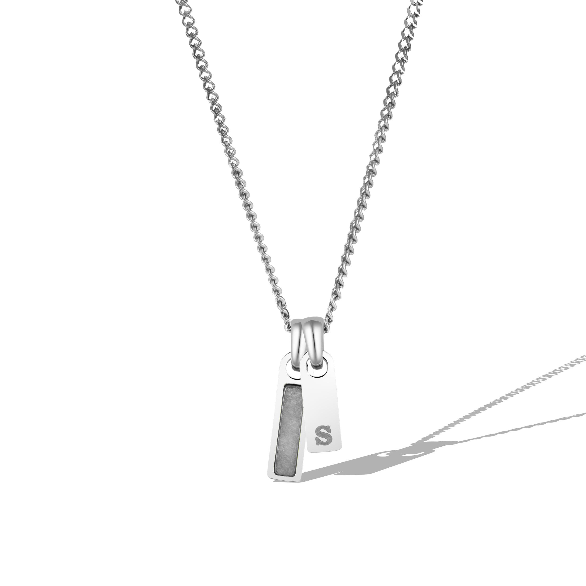 Birthstone & Initial Tag Necklace - Silver、mySite、botmansion