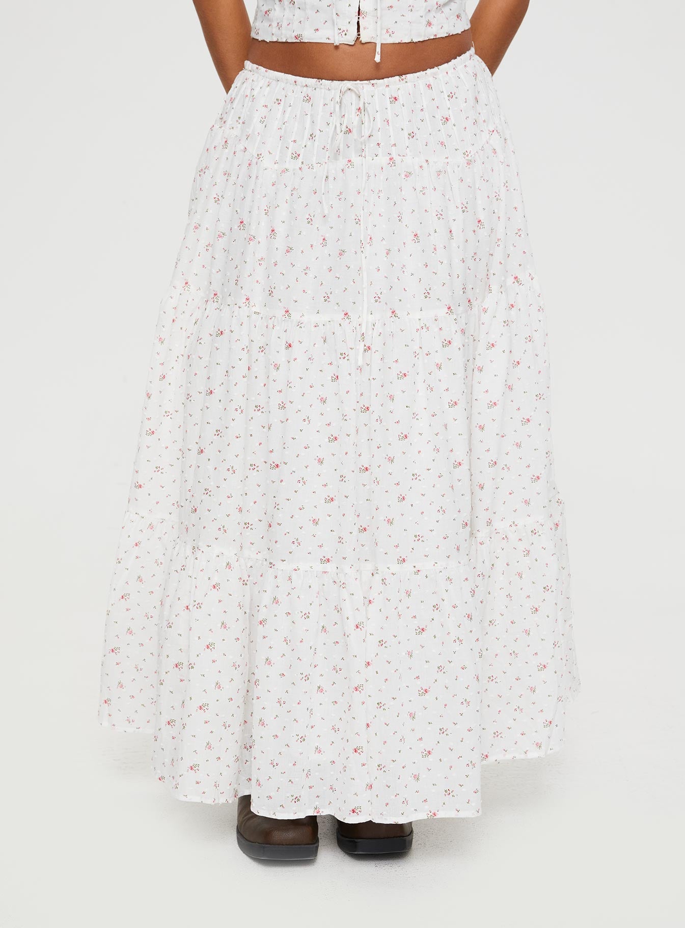 Cherry On Top Maxi Skirt White Floral、mySite、solidvoid