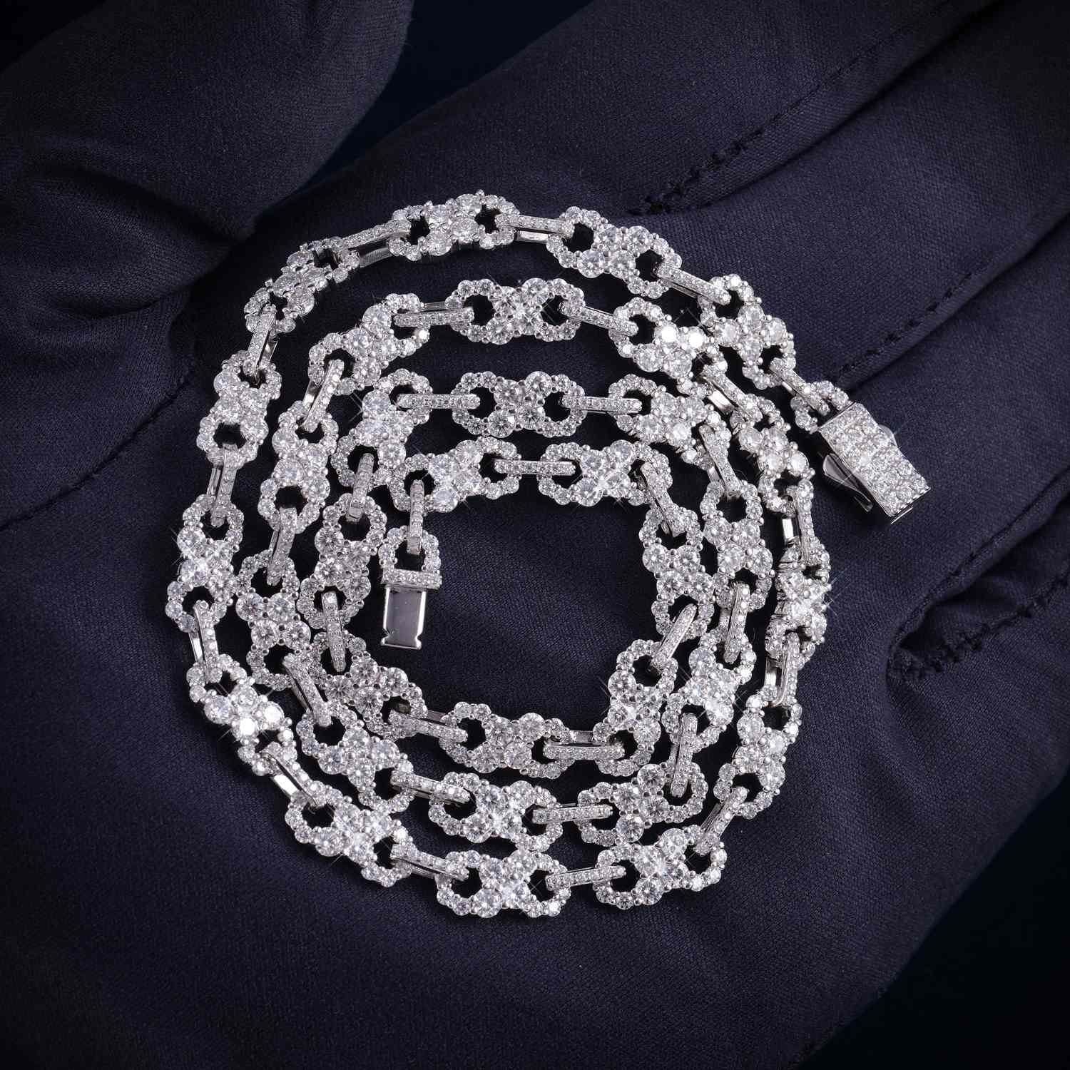 6MM Moissanite Clustered Infinity Link Chain 14K Gold、mySite、hinf8tx79