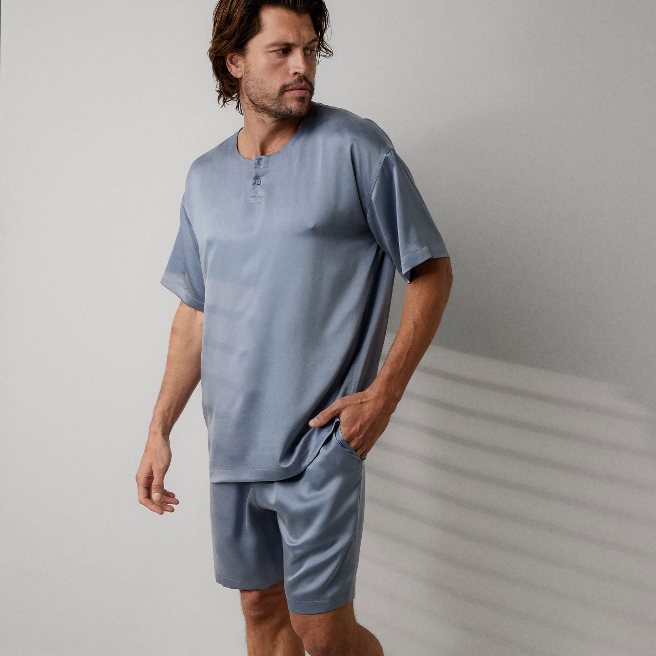 Men's Washable Silk Short Set、mySite、bengalsvssteelers