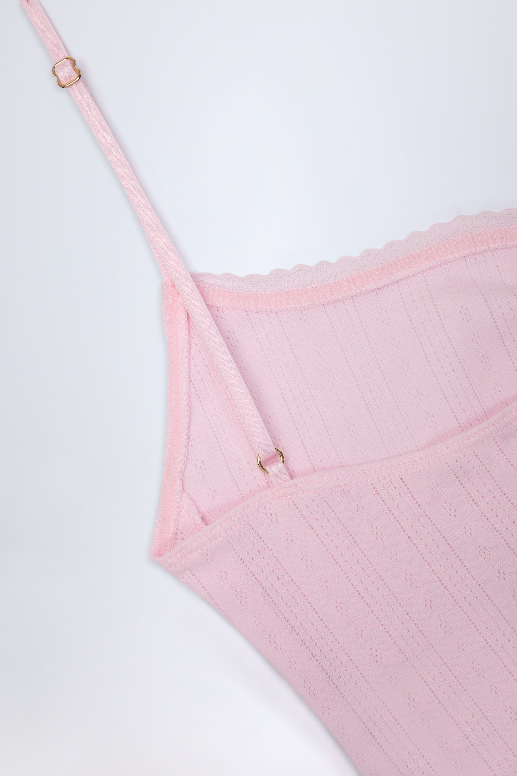  Pointelle Ruched Camisole Crop Top in Baby Pink、mySite、sugarbowlscore