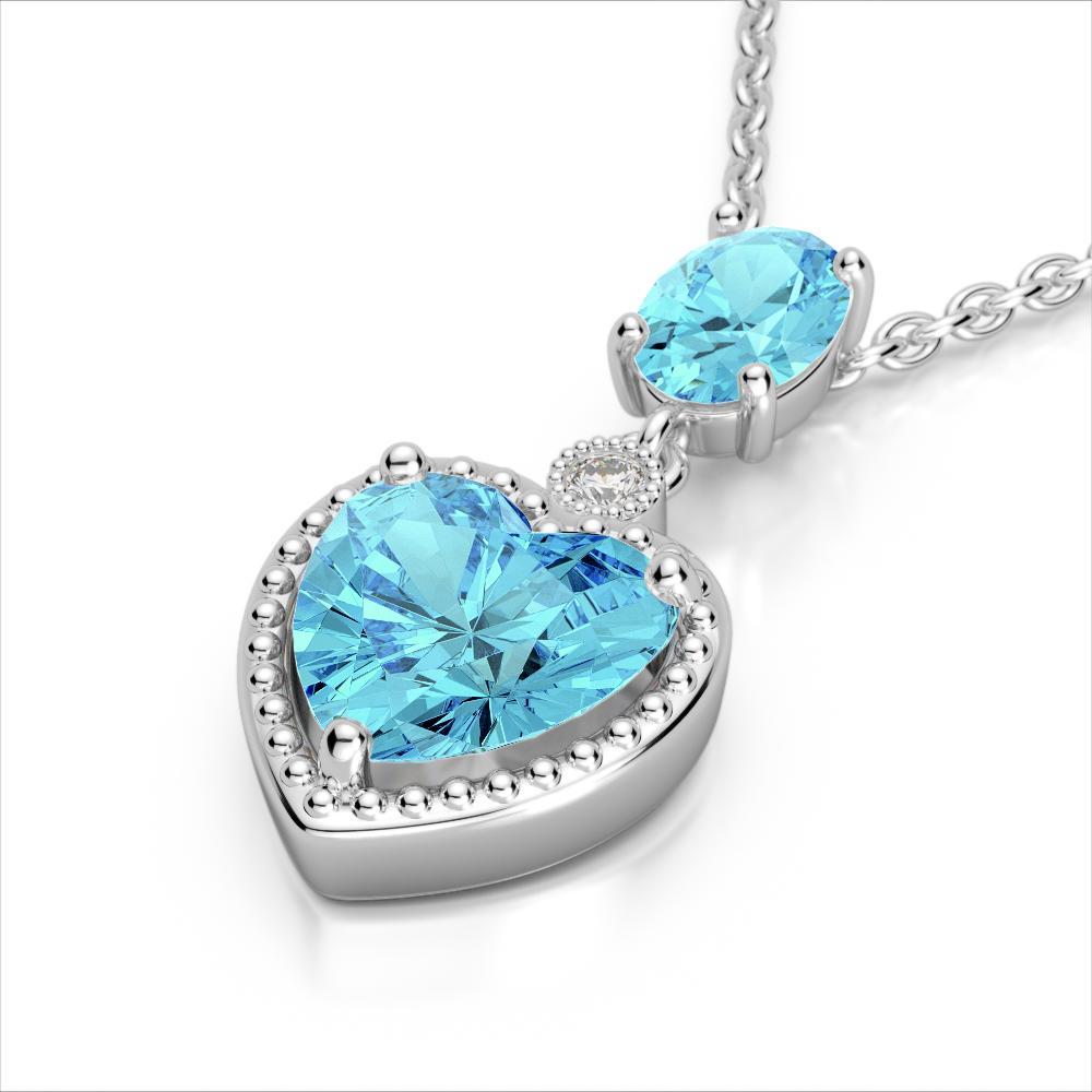 Heart Earrings and Necklace, 10K White Gold, 8CTW of Sky Blue Topaz and Diamonds、mySite、g9winljtr