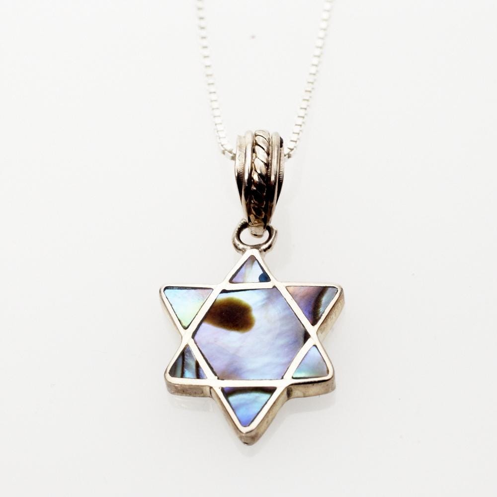 Sterling Silver and Shell Mini Star of David Necklace - Choice of Color、mySite、topwebapps