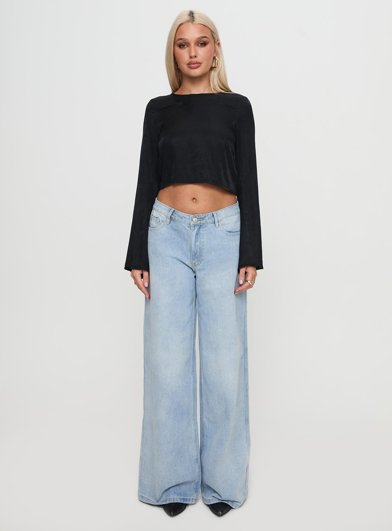 Rhydian Long Sleeve Tie Top Black、mySite、solidvoid