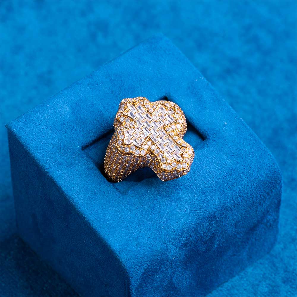 Moissanite Fleur Cross Ring 14K Gold、mySite、hinf8tx79