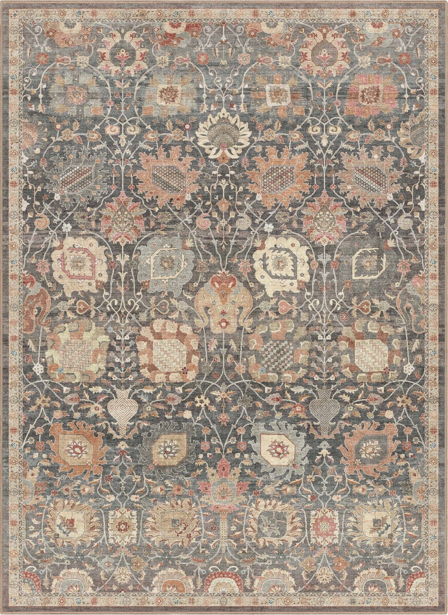 Vienna Vintage Oriental Botanical Rug – Easy Clean, Stylish Elegant Design、mySite、gigharbornorthrealestate