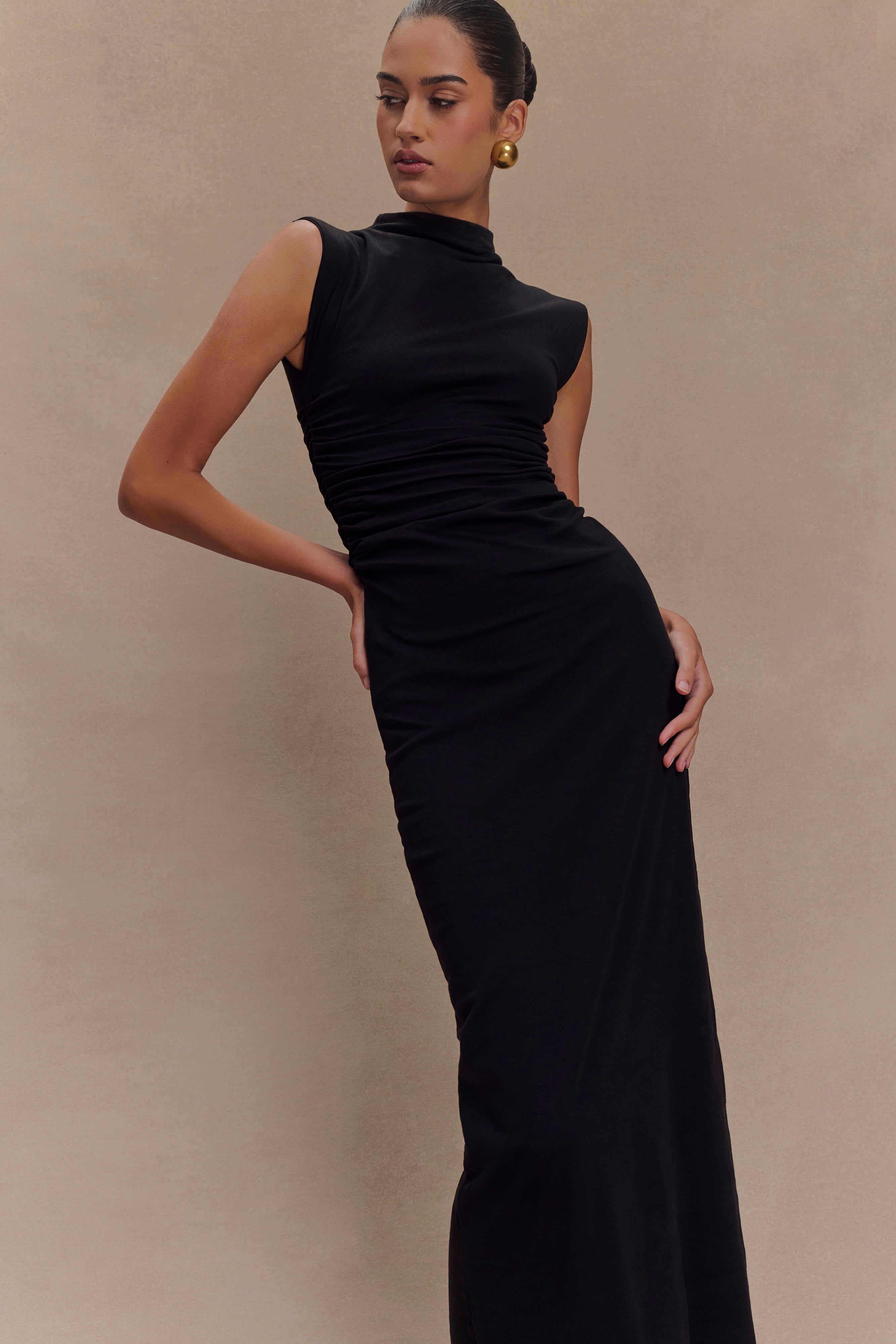 Elliot High Neck Sleeveless Maxi Dress - Black、mySite、solidvoid