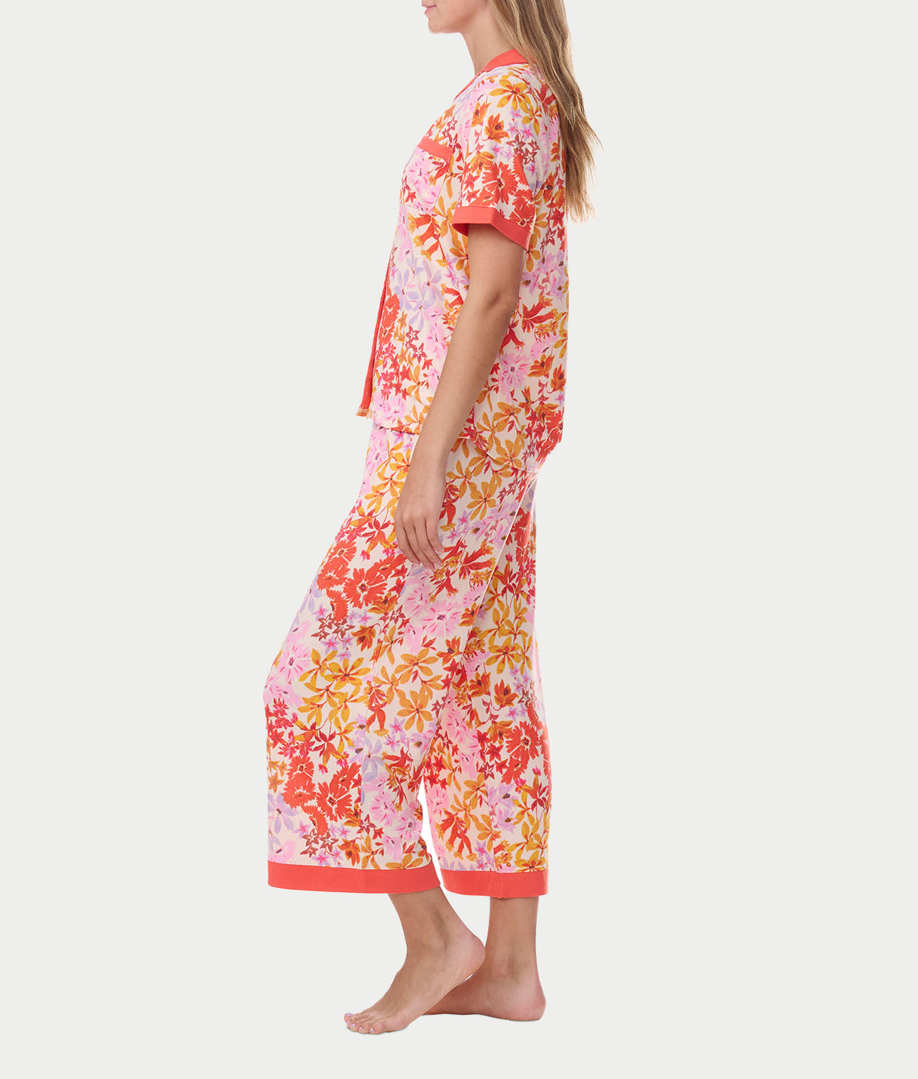 Notch Collar Knit Capri Pajama Set、mySite、bengalsvssteelers