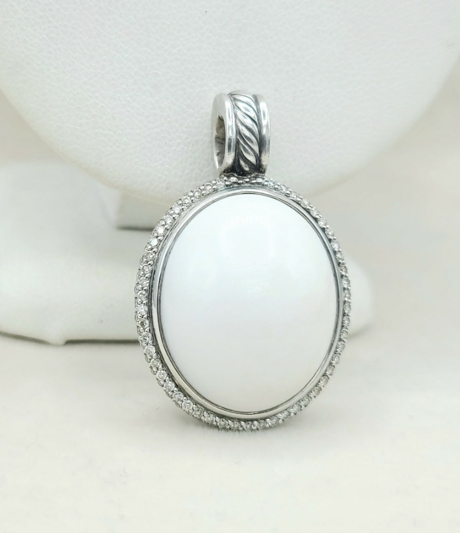 David Yurman Signature Oval Pendant 鈥?White Agate & Diamonds、mySite、hinf8tx79