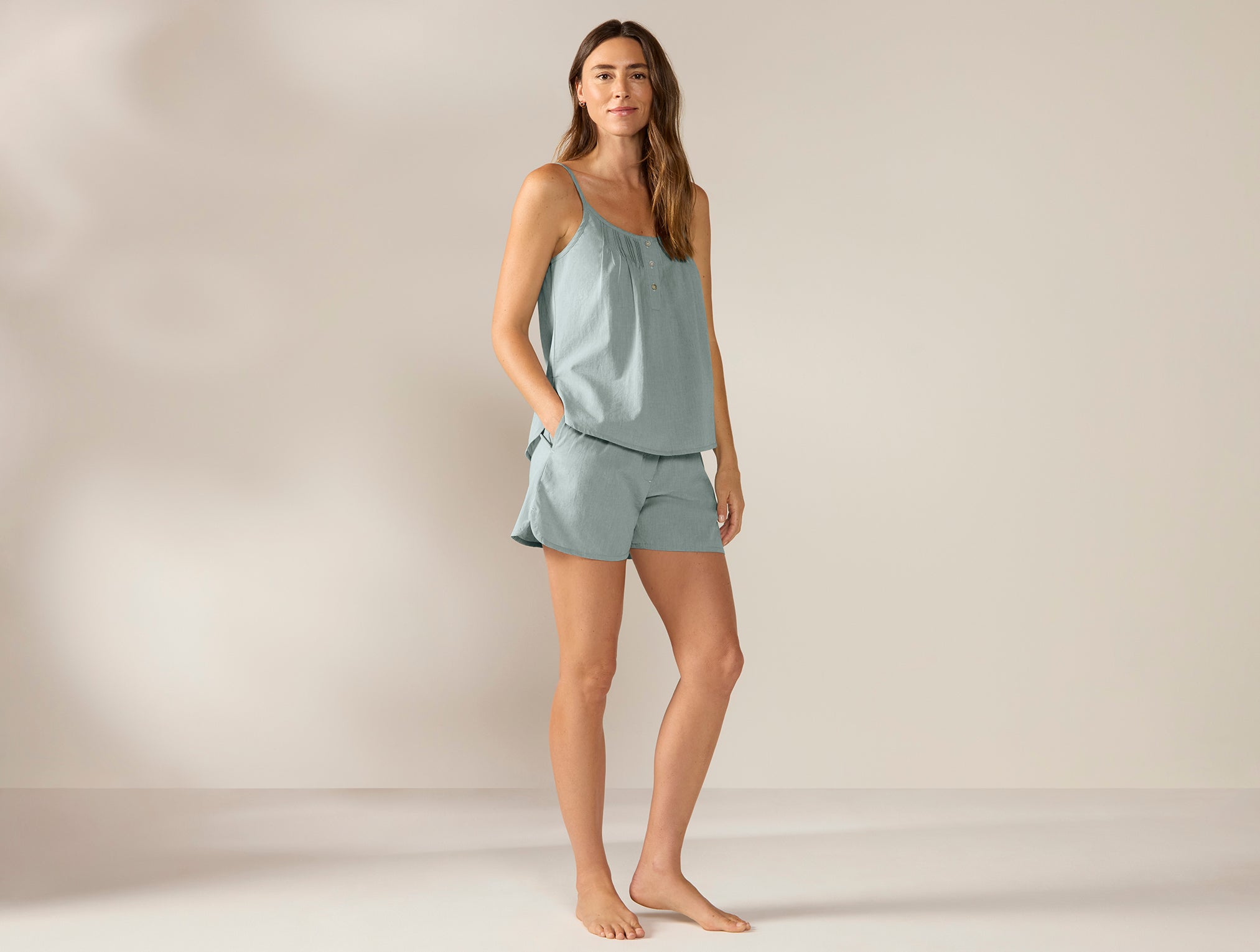  Women's Isla Organic Cotton Cami Short Set、mySite、sugarbowlscore