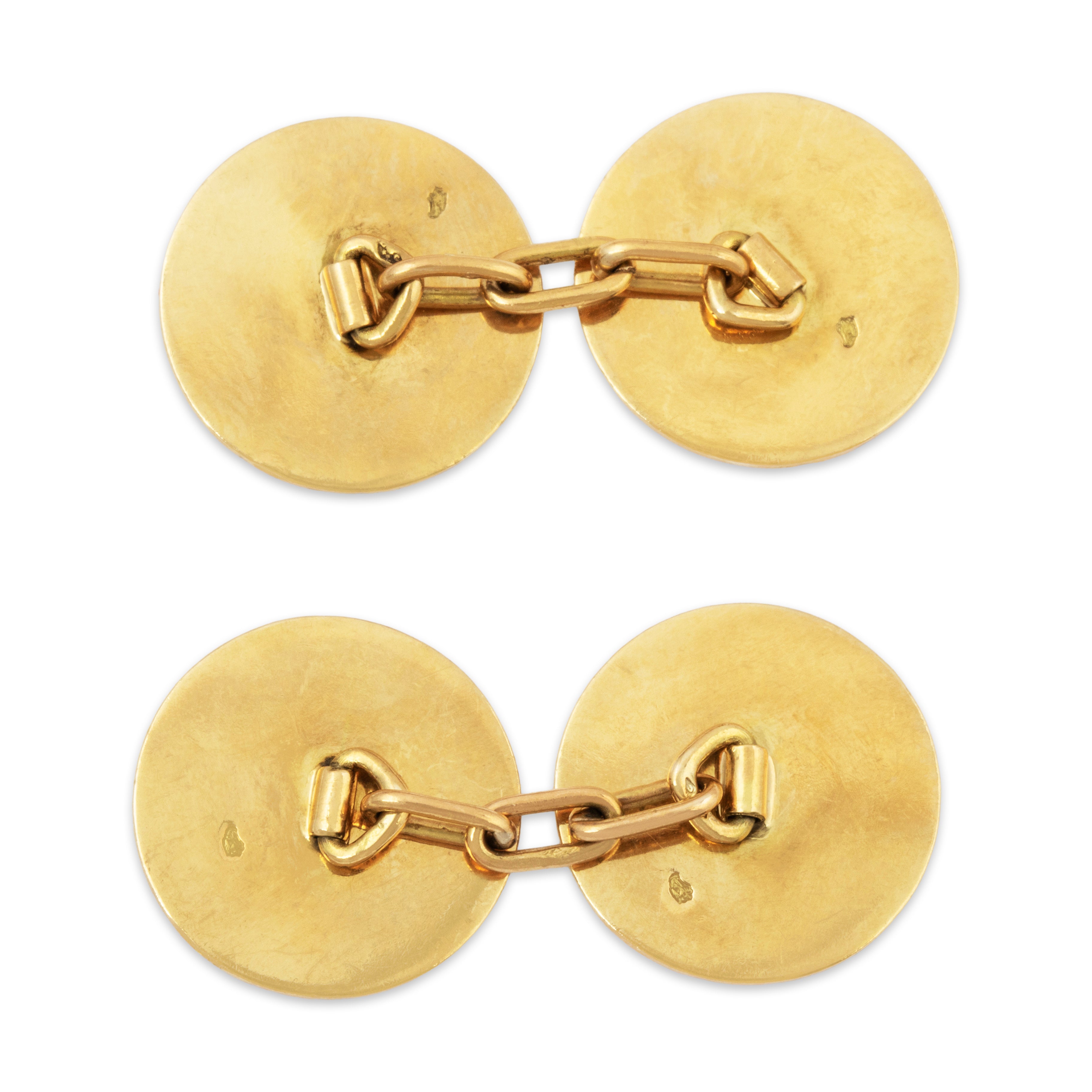 Vintage French 18k Yellow Gold Black & White Enamel Geometric Cufflinks、mySite、hinf8tx79