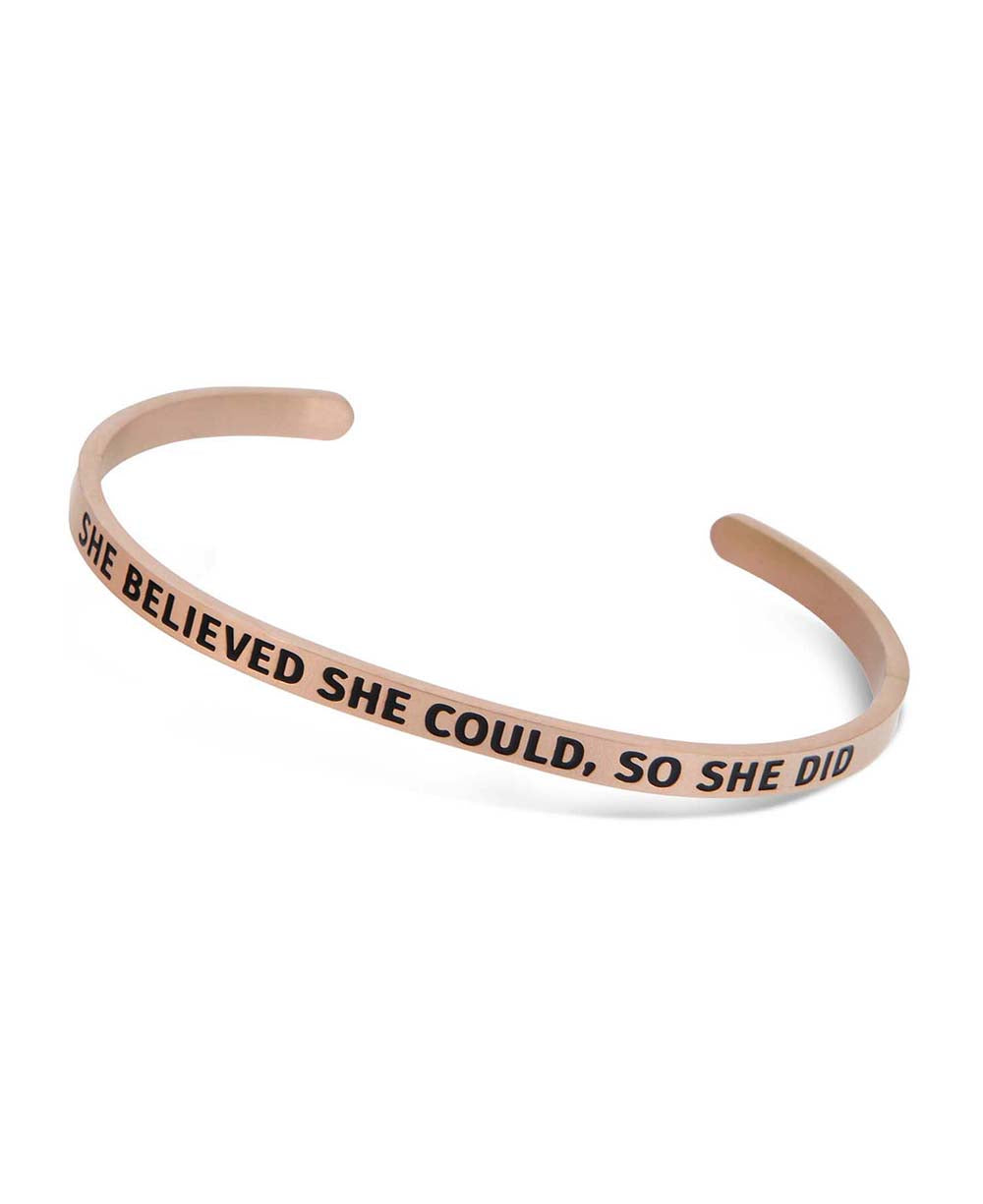 She Believed She Could So She Did, Inspirational Cuff Bracelet、mySite、topwebapps