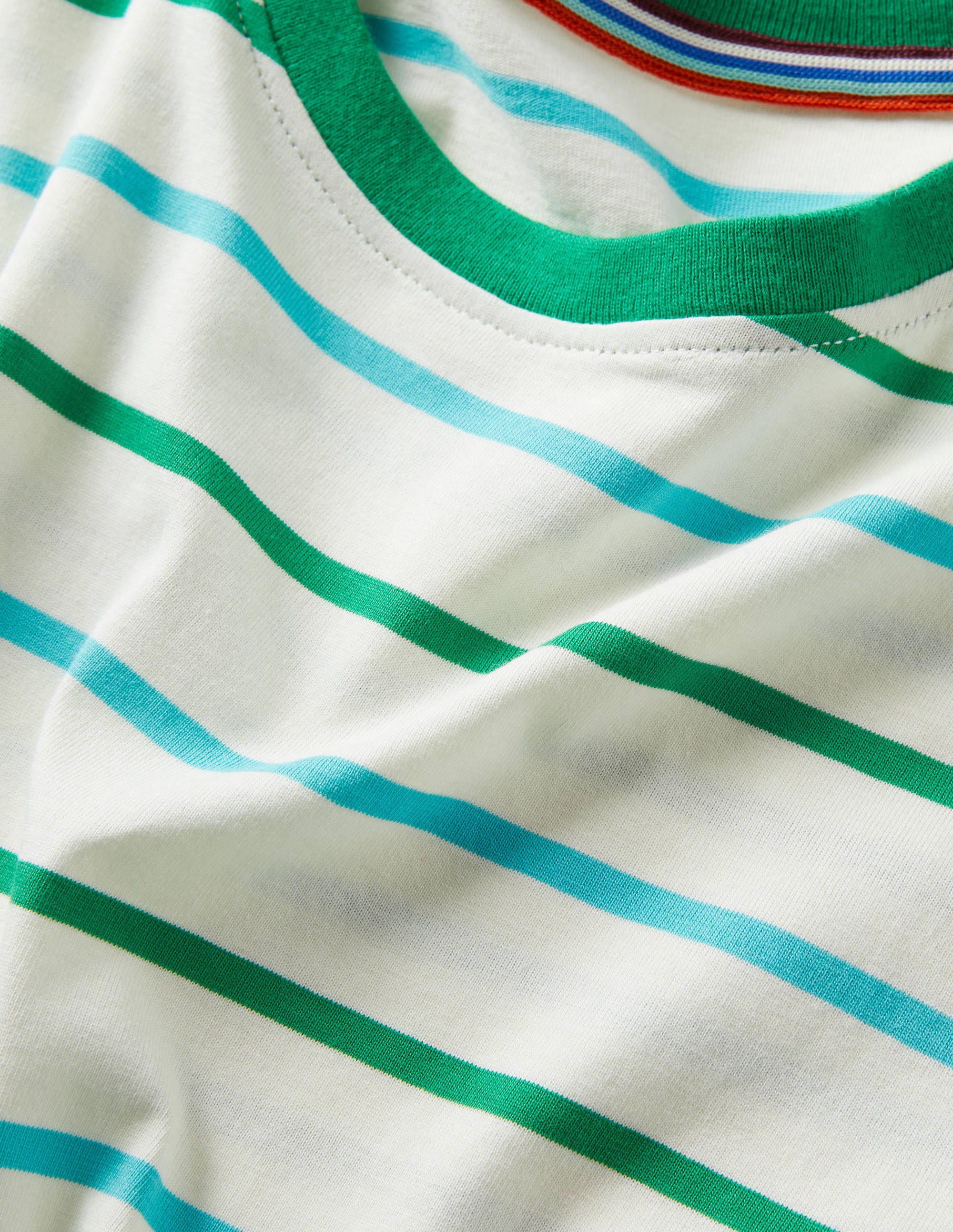  Classic Cotton T-shirt-Emerald Green/Ivory Stripe、mySite、ashleygrahame