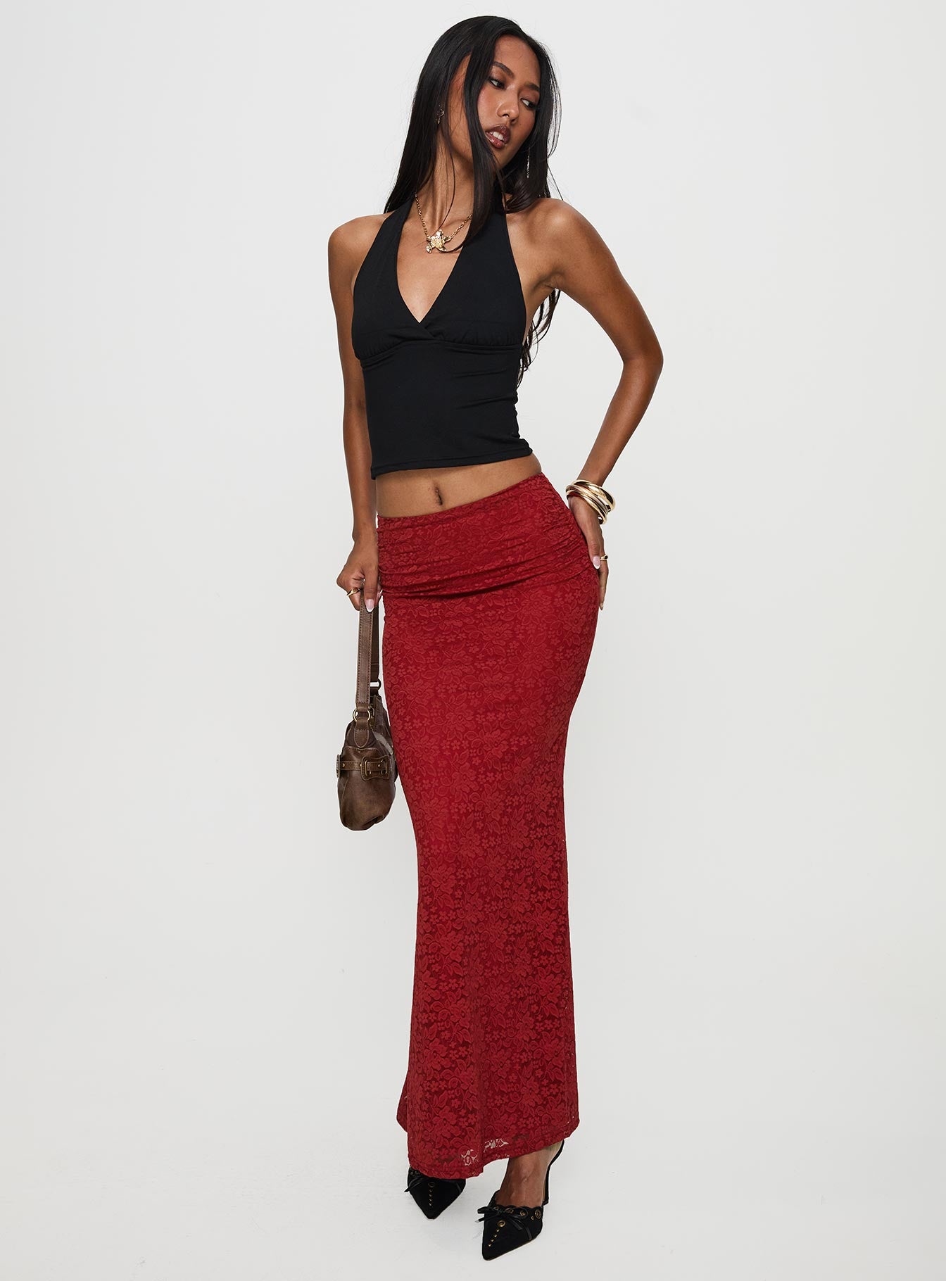 Silene Maxi Skirt Red、mySite、solidvoid
