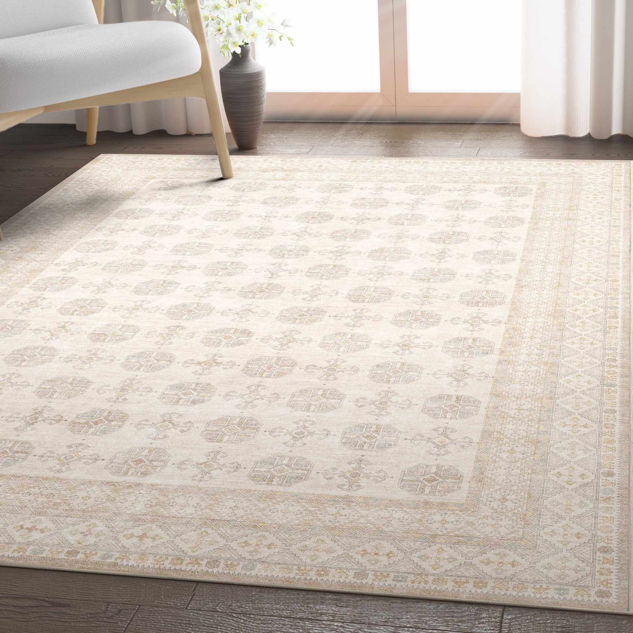 Vienna Floral Rug – Elegant Beige Tones Soft Easy to Clean、mySite、gigharbornorthrealestate