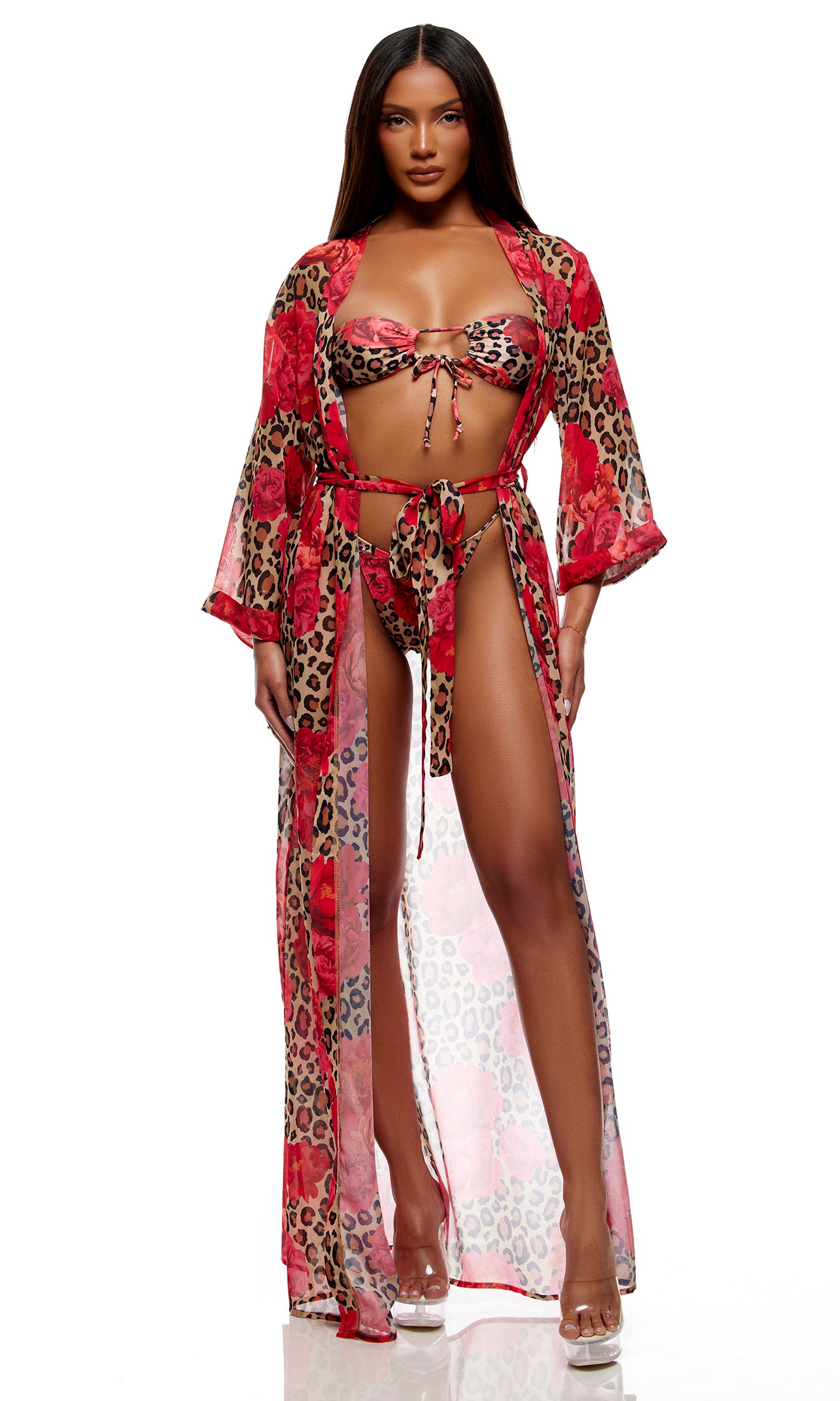 Termoli Mesh Pool Kimono - Cheetah Coral、mySite、bengalsvssteelers