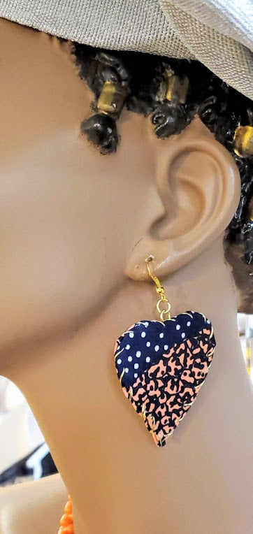 Blue and Peach African Print Earrings-DP3850ER5、mySite、solidvoid