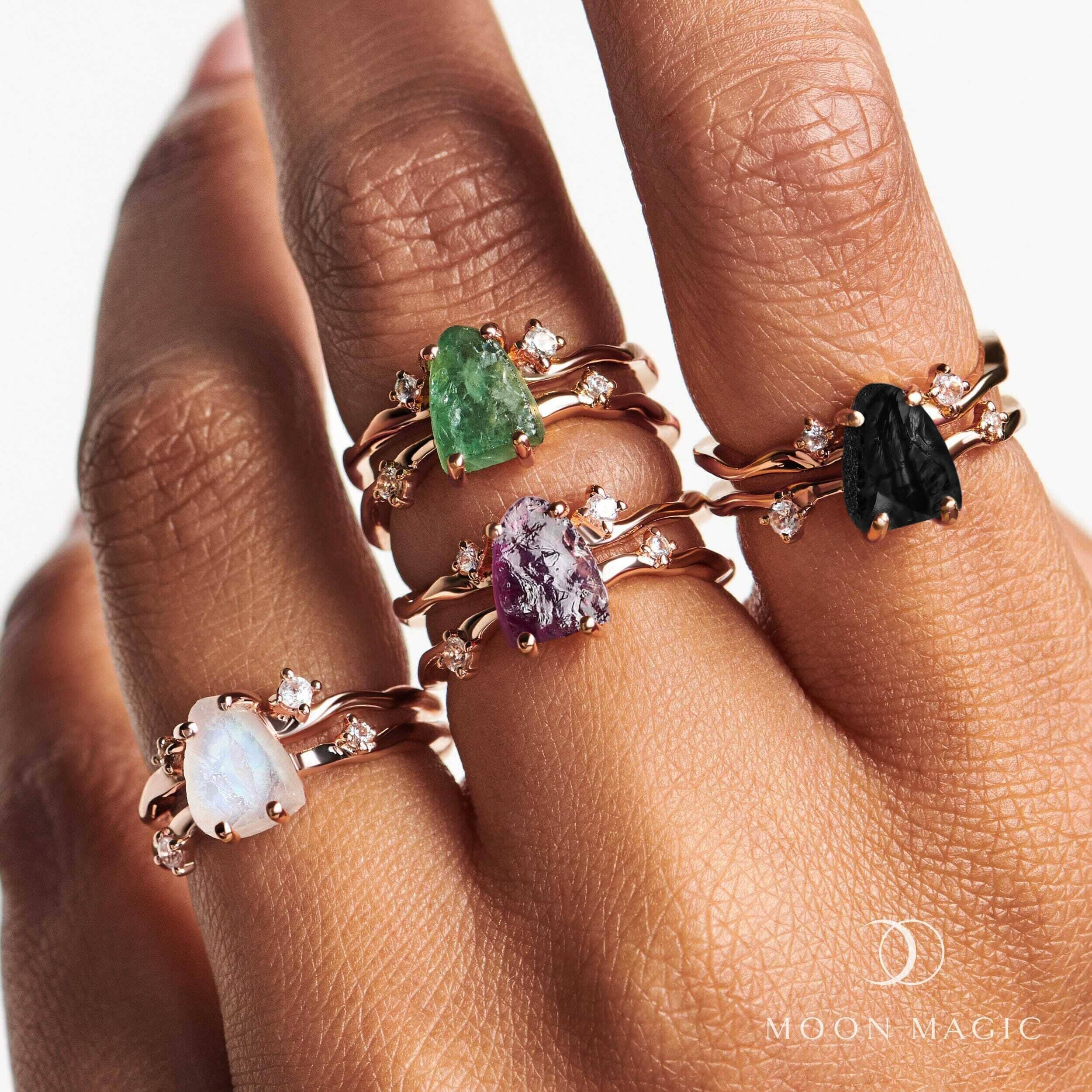 Raw Crystal Ring - Flow Black Obsidian、mySite、hinf8tx79